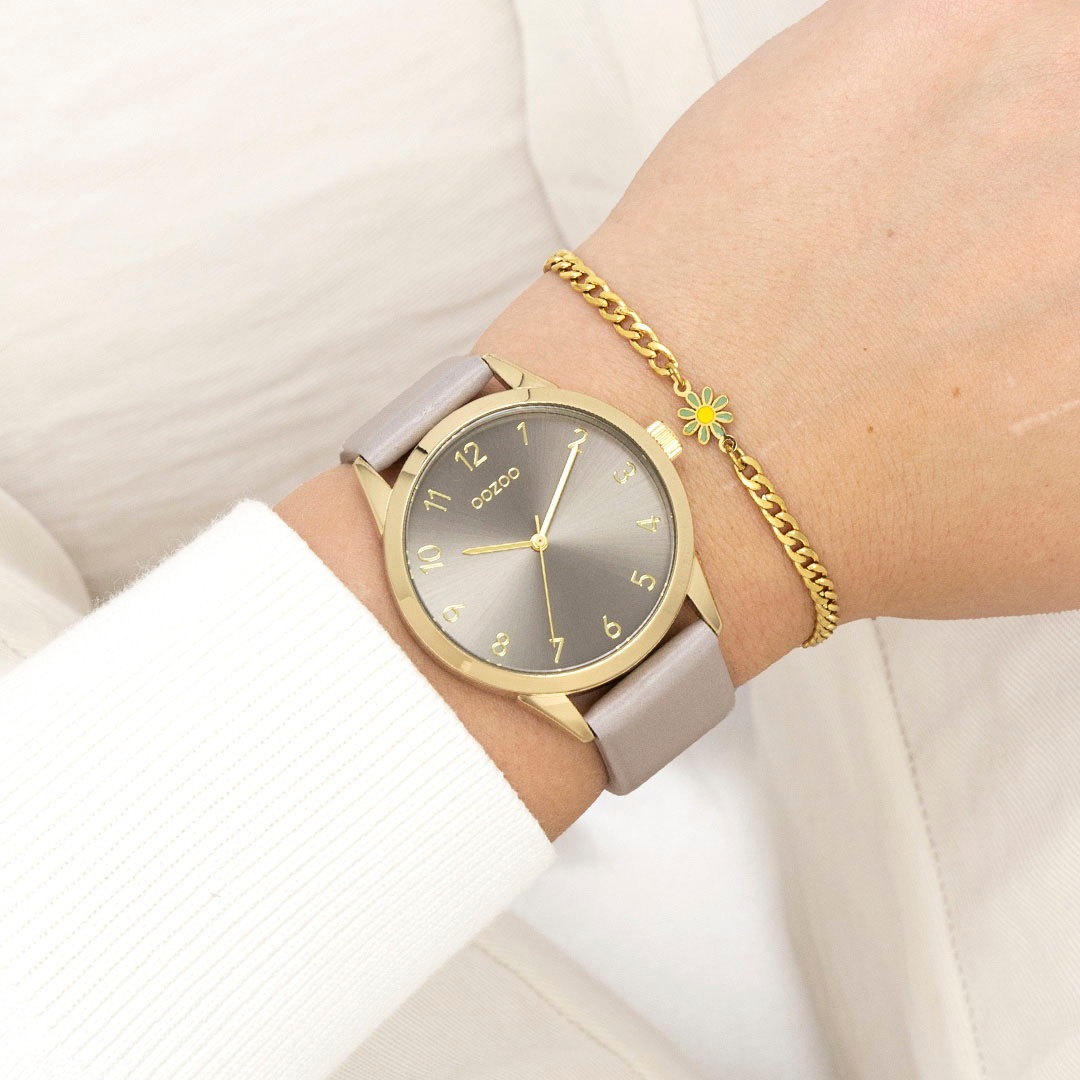 OOZOO Quarzuhr, Armbanduhr, Damenuhr, Herrenuhr, Lederarmband, analog