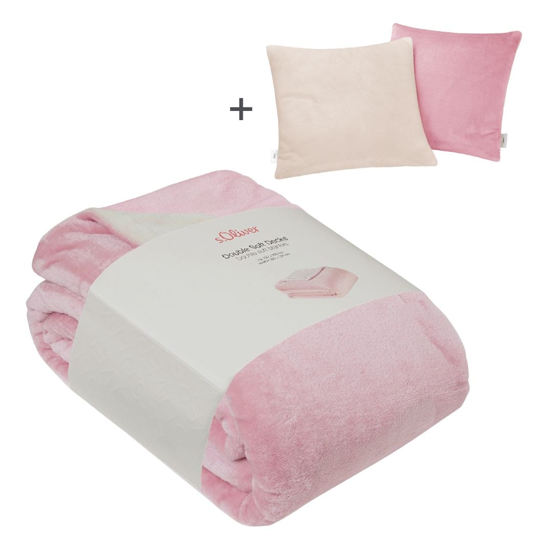 s.Oliver Wohndecke »Doublesoft, Kuscheldecke, Deal, Kissen geschenkt!«, Kuscheldecke, mit GRATIS-Zugabe: 2x Kissenhülle, mit Reißverschluss