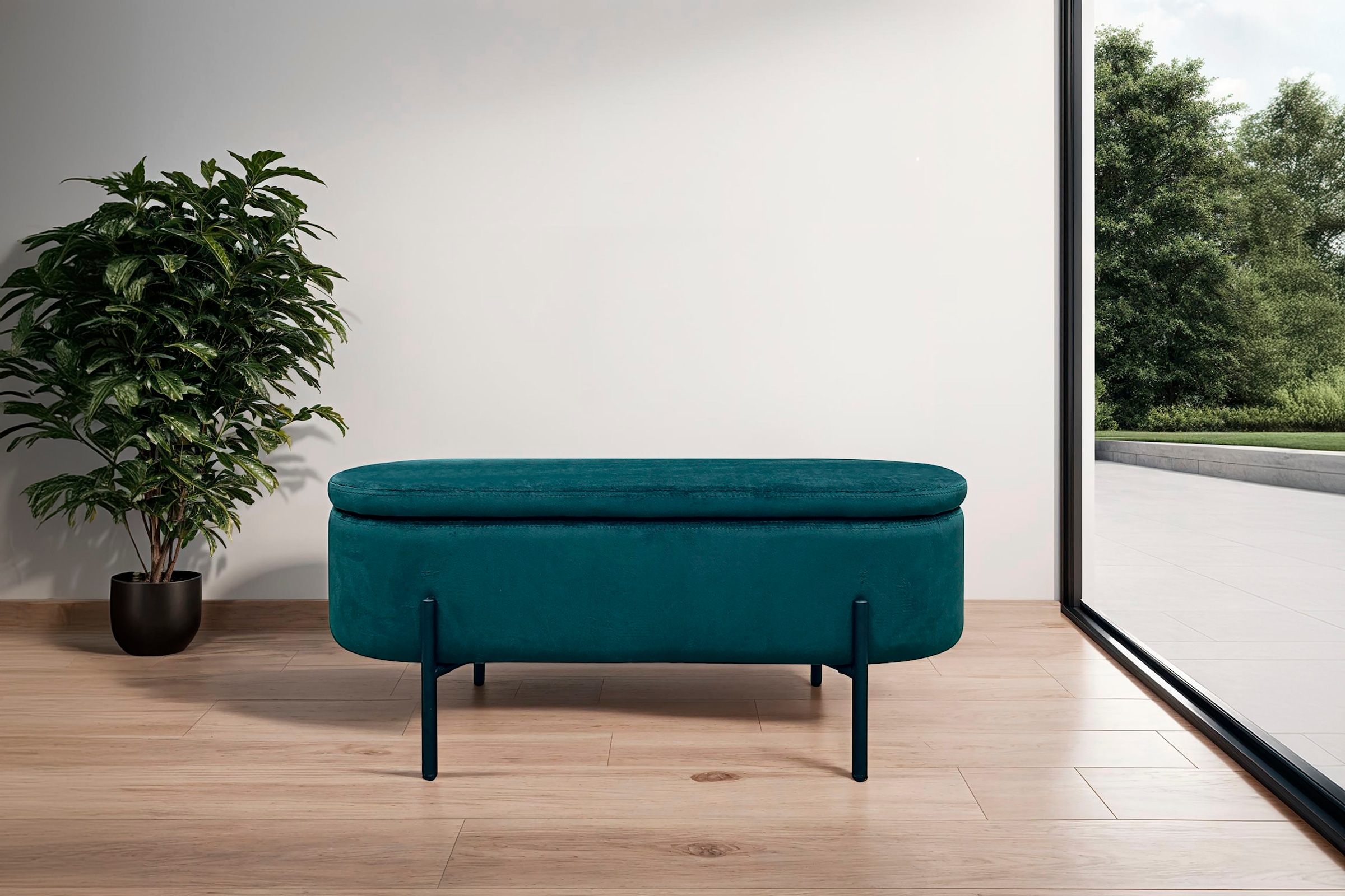 byLIVING Sitzbank »NOVA« Samt, mit Stauraum/Truhe, Innenmaß Truhe 26,5 x 83cm, Höhe: 19 cm
