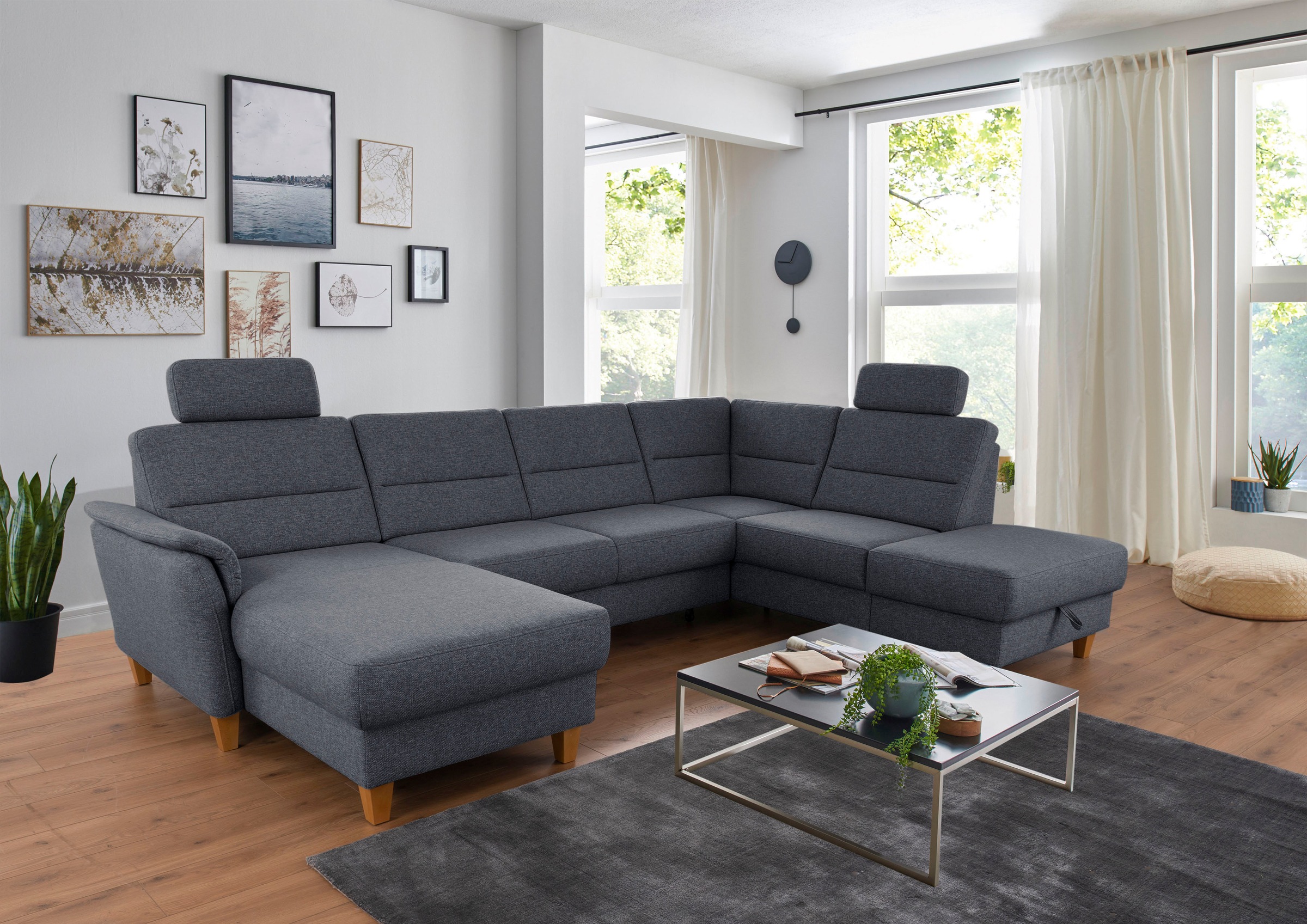 Home affaire Wohnlandschaft »Palmera U-Form, B: 308 cm« optional Bettfunkti günstig online kaufen