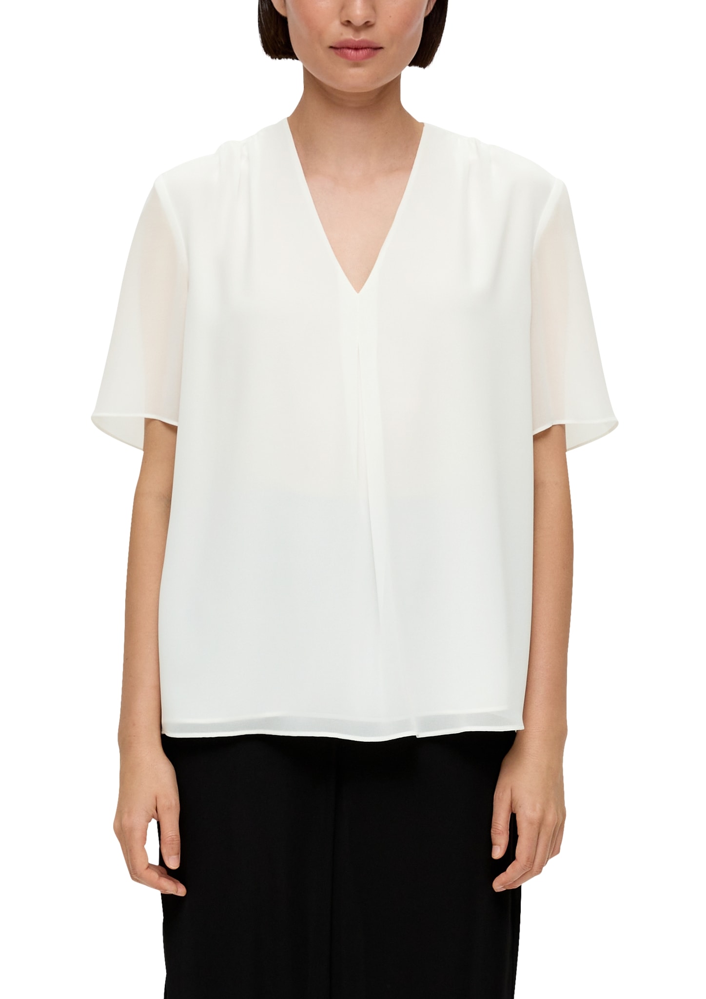 s.Oliver Shirtbluse, mit eingelegter Falte vorne, Gr. 40, white