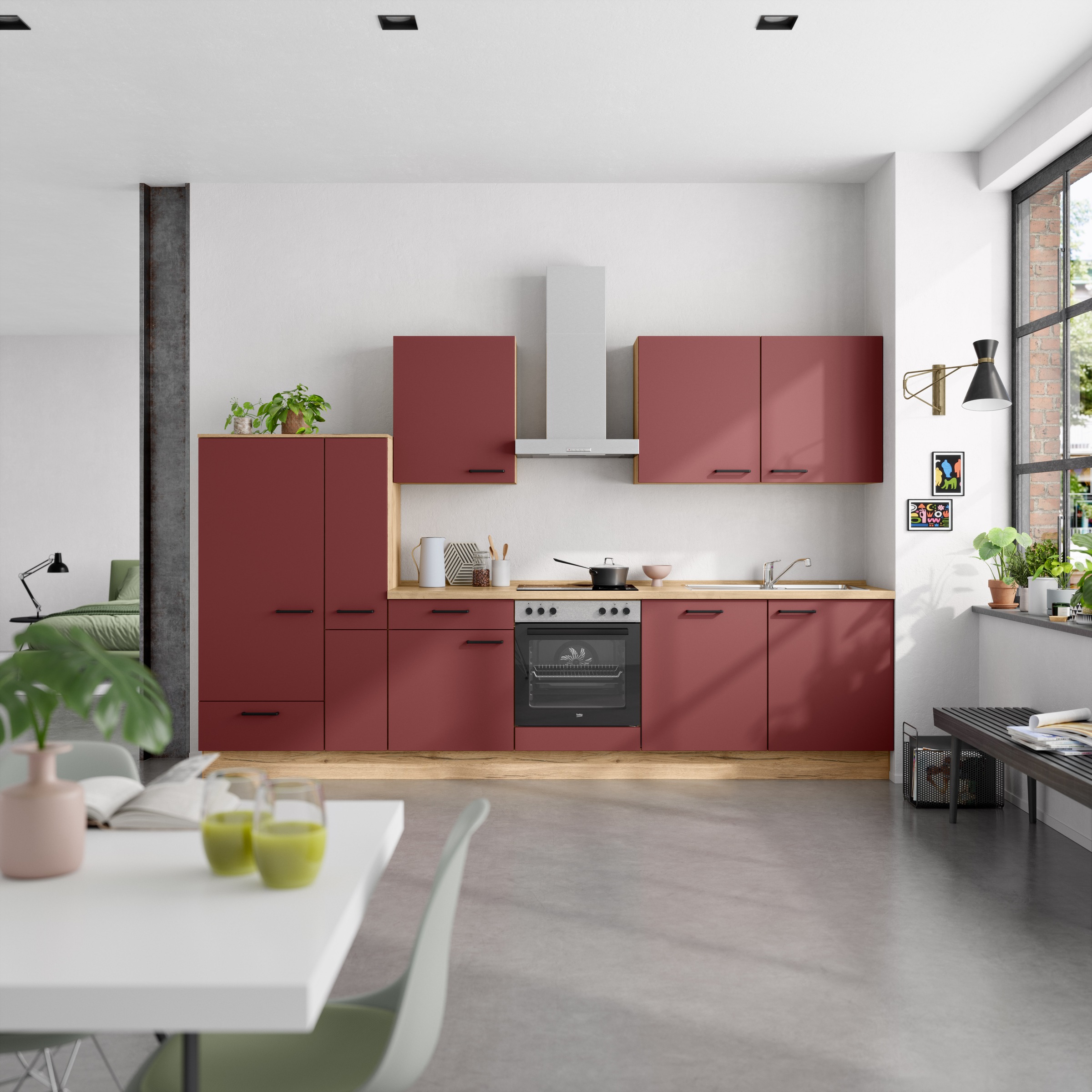 nobilia® Küchenzeile »"Easytouch I"«, vormontiert, Ausrichtung wählbar, Breite 330 cm, wahlw. mit E-Geräten