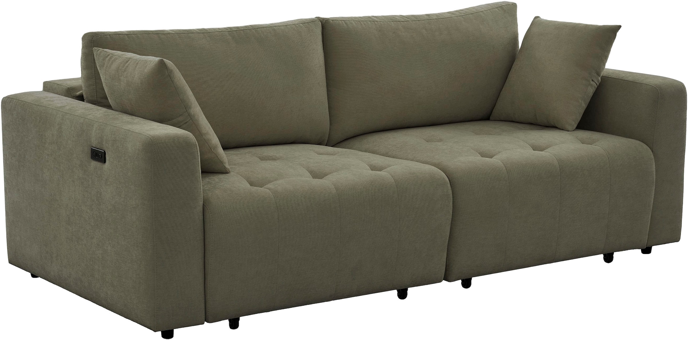 OTTO home 2,5-Sitzer »ELIANN , 209 cm - elektrisches Schlafsofa« mit USB A/C-Anschluss. Federkern, Webstoff