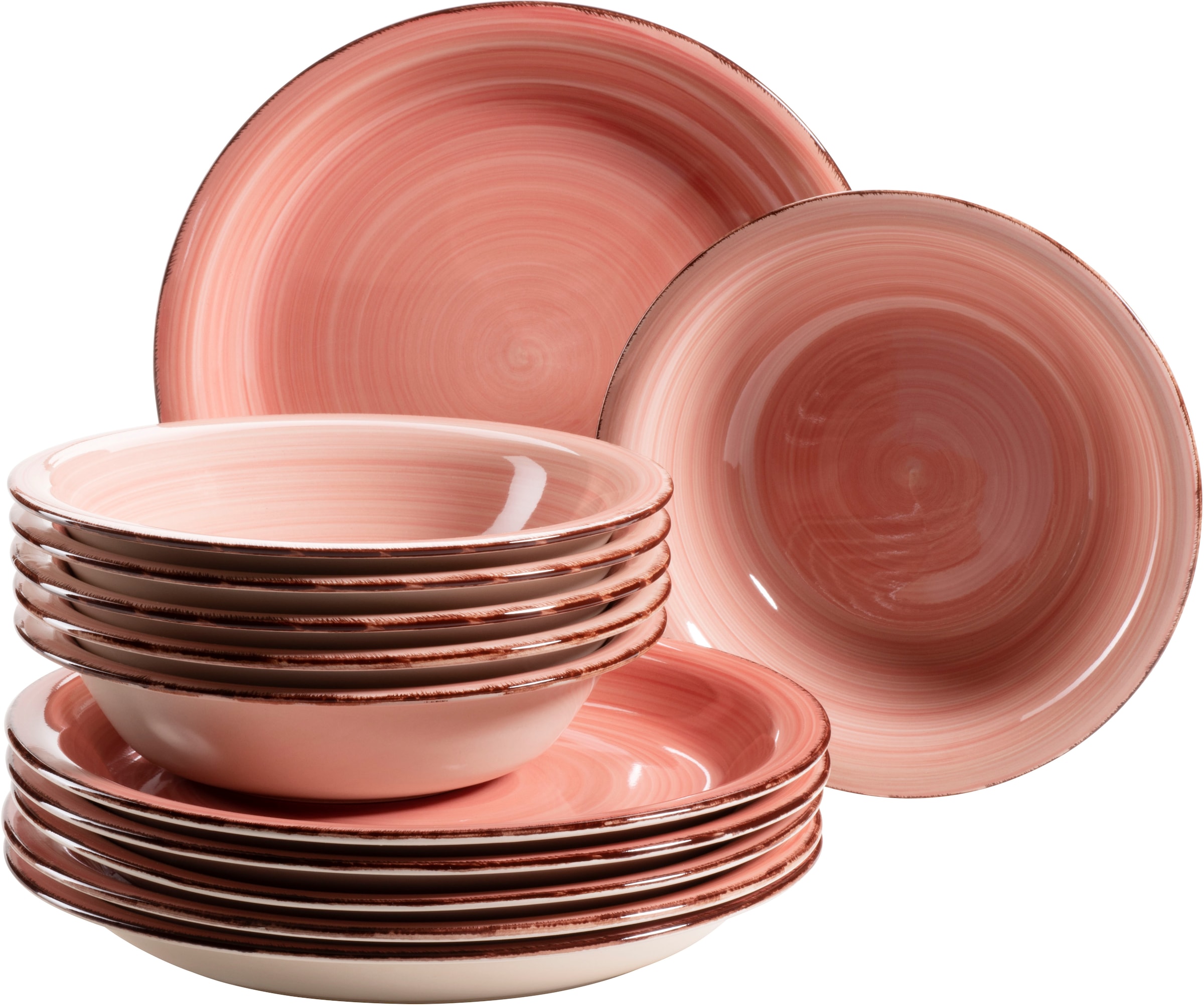 my home Tafelservice »Teller Set, Geschirr-Set Bel Tempo« rustikale Holzopt günstig online kaufen