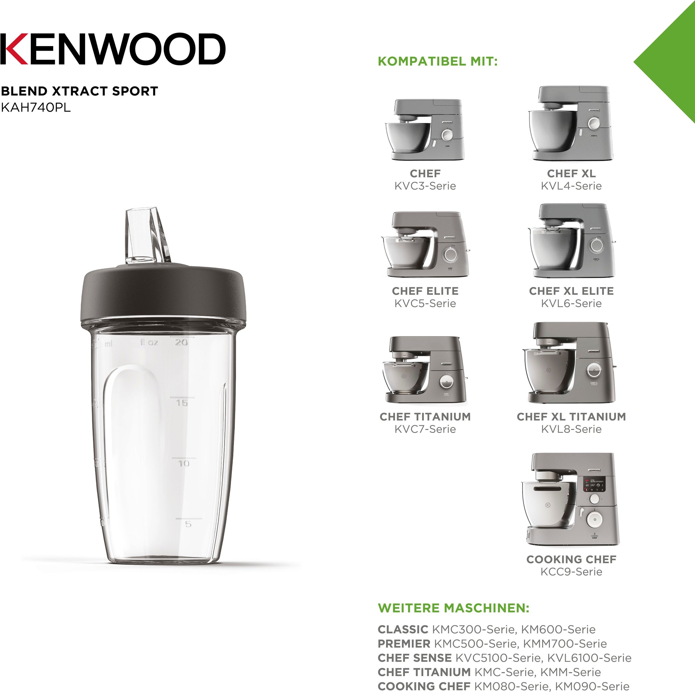 KENWOOD Trinkflasche »Smoothie2Go KAH740PL«, (Set, 2 tlg.), 2 x 0,6 l