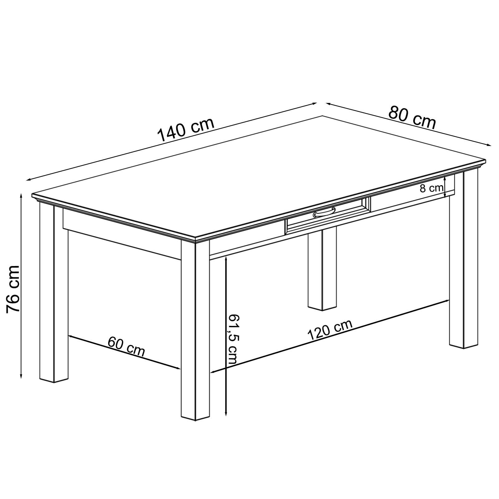 Home affaire Esstisch »Selma«, mit Schublade, aus massivem Kiefernholz, Breite 180 cm