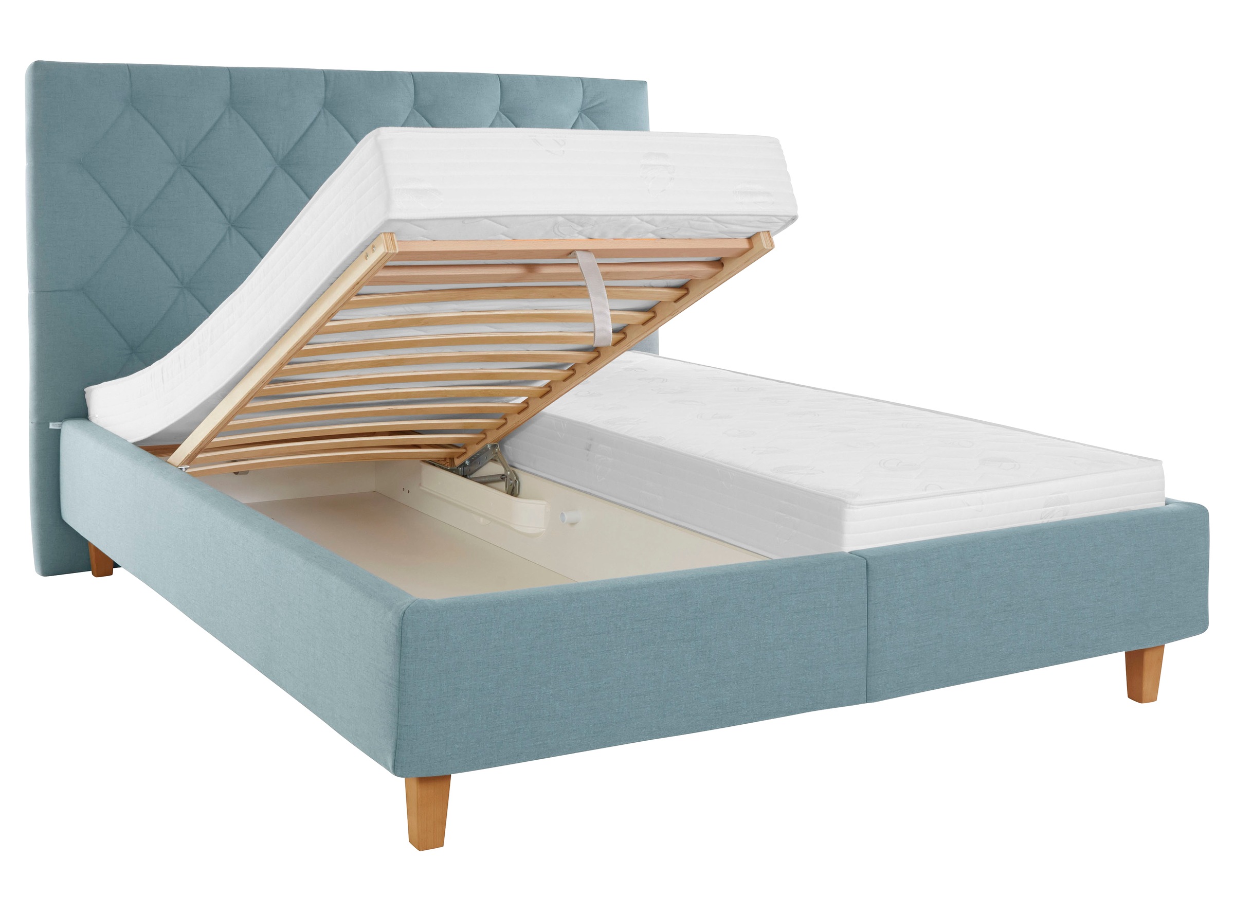 Home affaire Polsterbett »Sunley 140«, Kreuzsteppung, Kopfteilhöhe 142 cm, ohne oder mit Matratze/Lattenrost