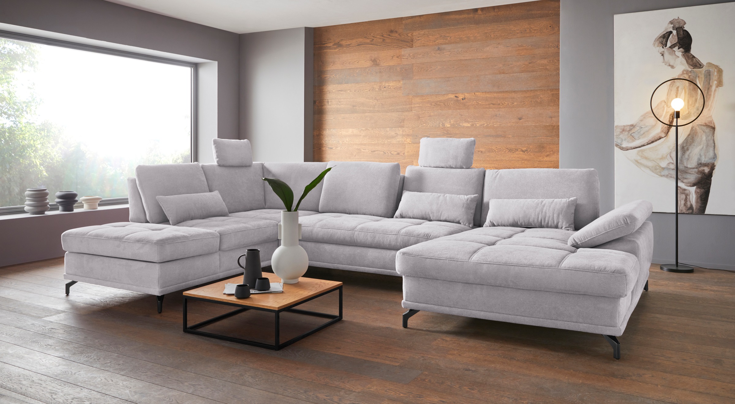 Places of Style Wohnlandschaft »Costello U-Form, mit Sitztiefenverstellung, günstig online kaufen