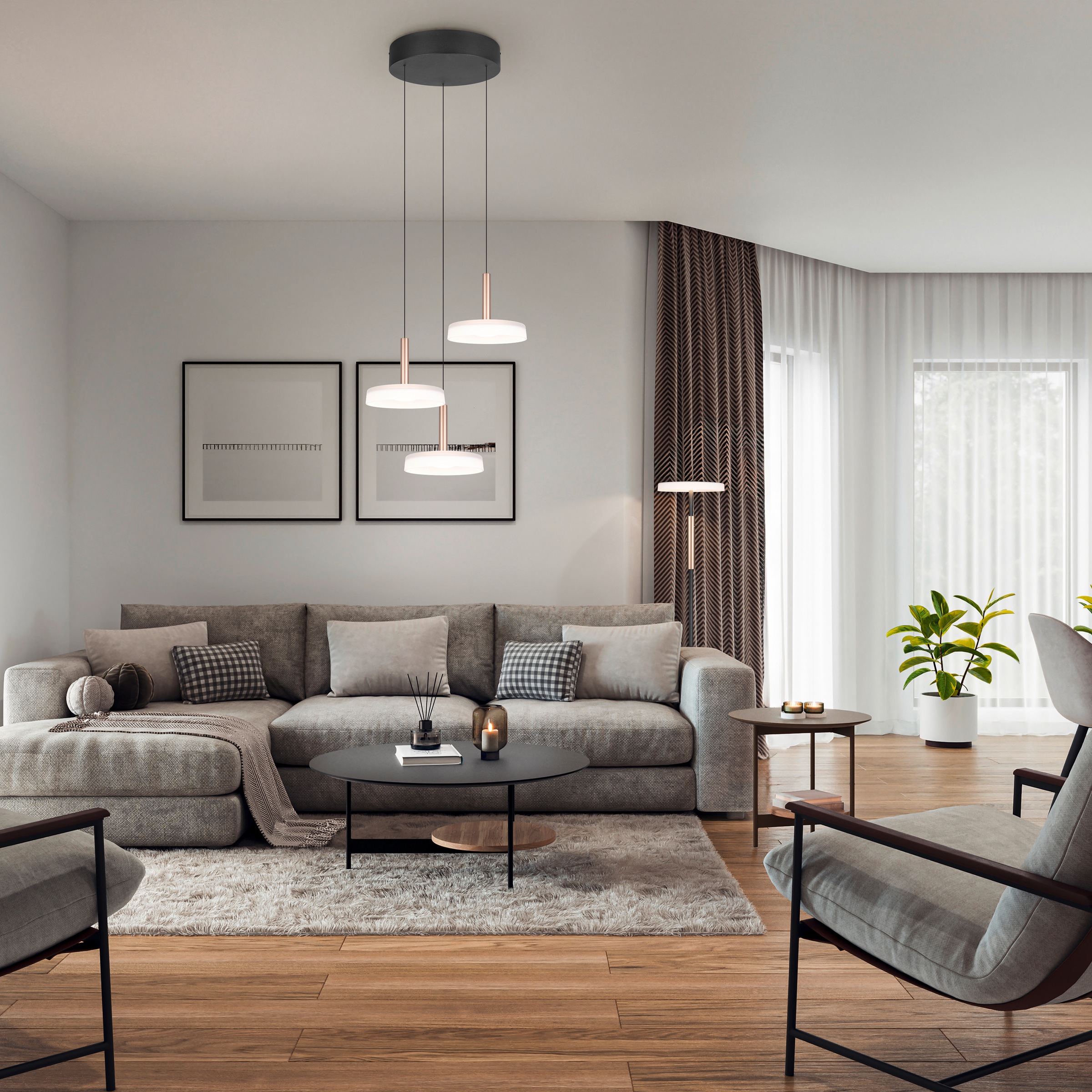 TRIO Leuchten LED Stehlampe »CELESTE, LED Stehleuchte mit 4-Stufen Touchdimmer 15W warmweiß 3000K«, 1 flammig, Leuchtmittel LED-Board | LED fest integriert, 1750 Lumen Höhe 160cm, Stehlampe mit Glasschirm Ø 33cm, Memoryfunktion