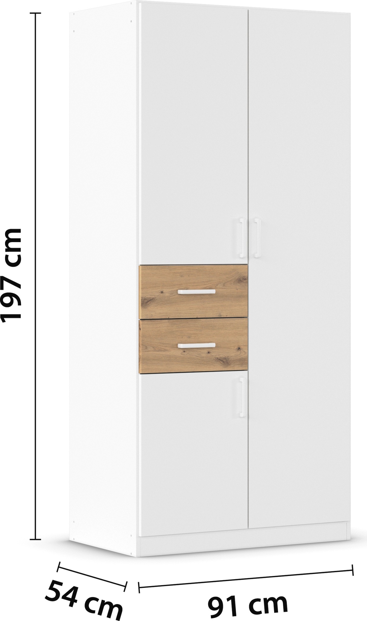 rauch Drehtürenschrank »Kleiderschrank Schrank Garderobe MAIKA mit Dekor-Front«, 2 Schubladen, in verschiedenen Breiten, Höhen, Farben, MADE IN GERMANY
