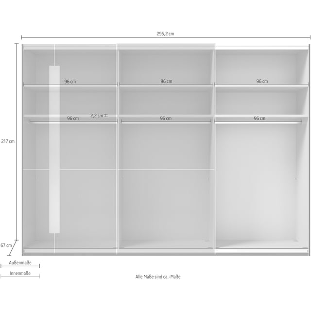 GALLERY M branded by Musterring Schwebetürenschrank »Imola W«, inkl.  Einlegeböden und Kleiderstangen, mit Glastüren inkl. Zierspiegel auf Raten  bestellen