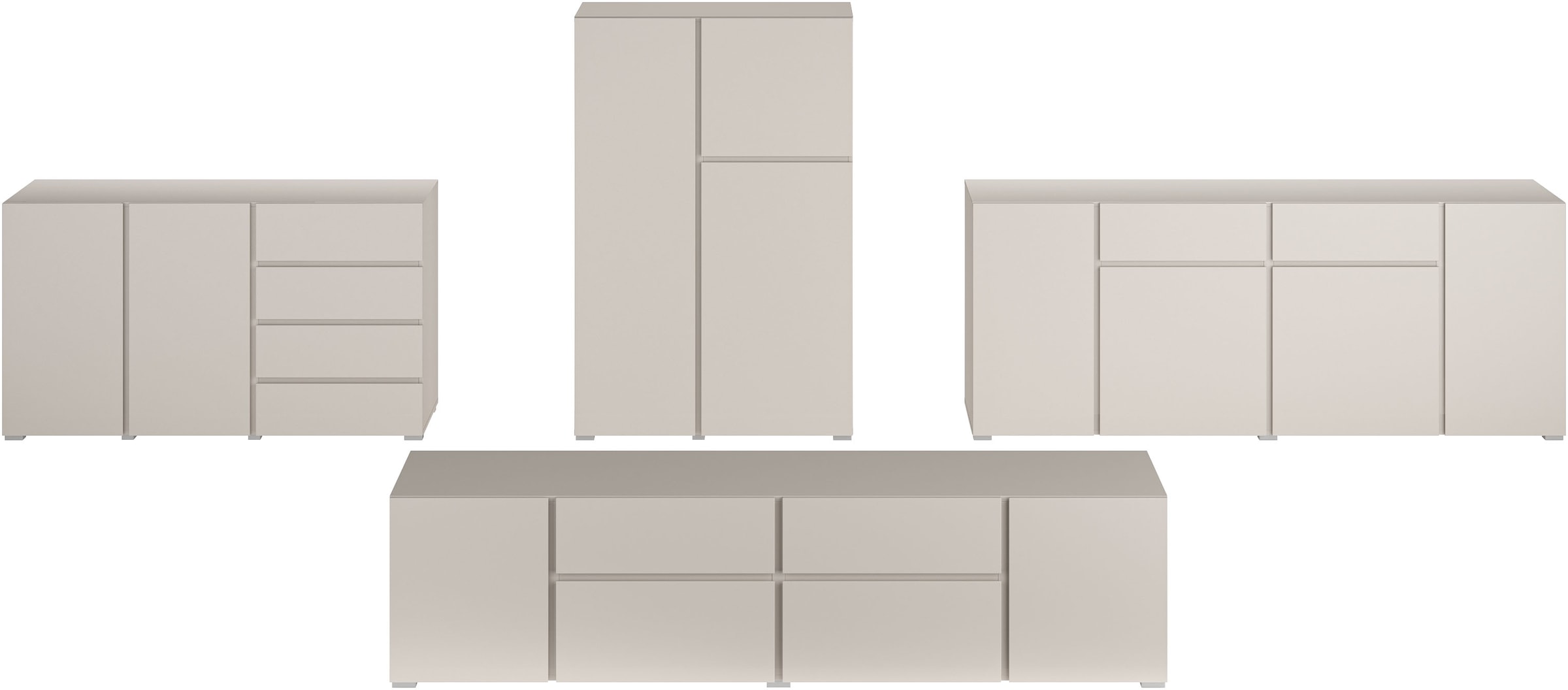 OTTO home Lowboard »Metric,Breite 195cm, grifflose Lowboard 2Klappen/2Schubkästen/2Tür« TV-Schrank mit viel Stauraum, TV-Board