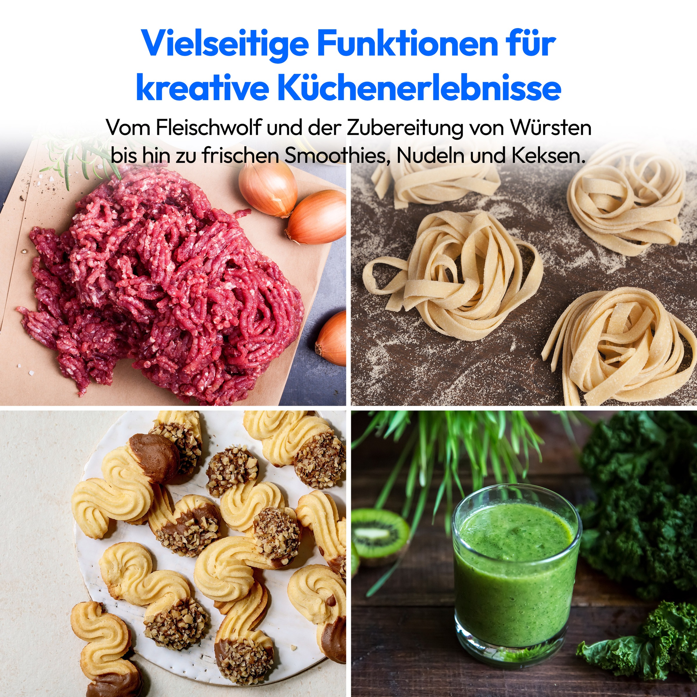 Medion® Küchenmaschine »MD 18442, 8 Geschwindigkeitsstufen, Impulsfunktion, 5L Rührschüssel«, Umfangreiches Zubehör-Set inkl. Eisschüssel für Speiseeiszubereitung