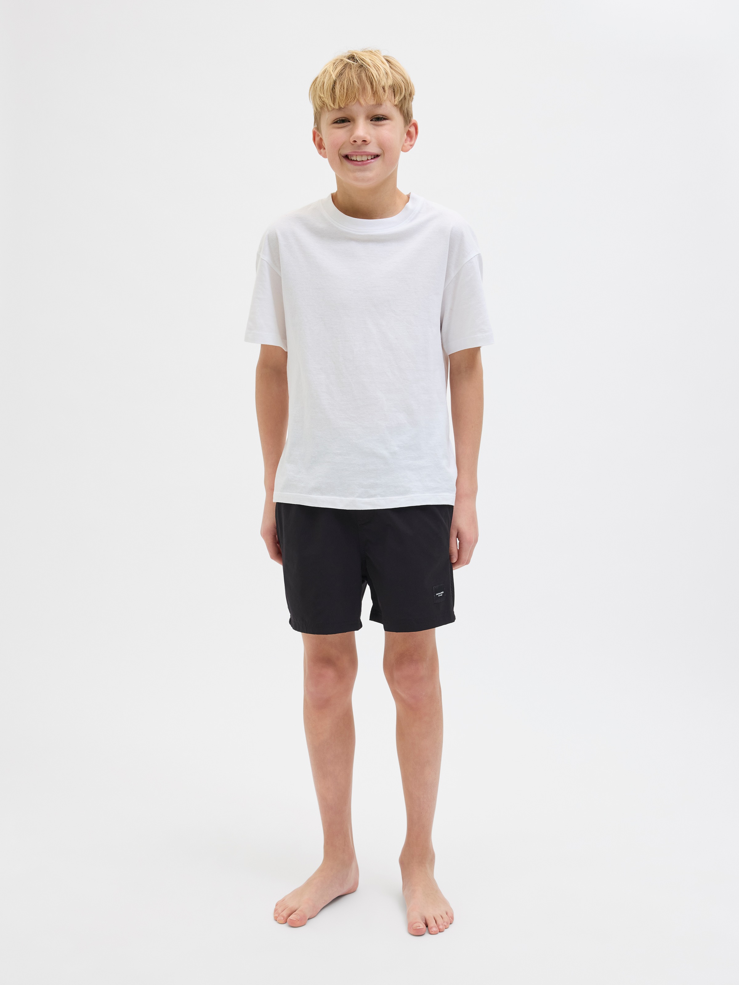 Jack & Jones Junior Badeshorts »JPSTMAUI mit Double Layer Optik und Kordelzug«, unifarben, modisch, regular fit, Web