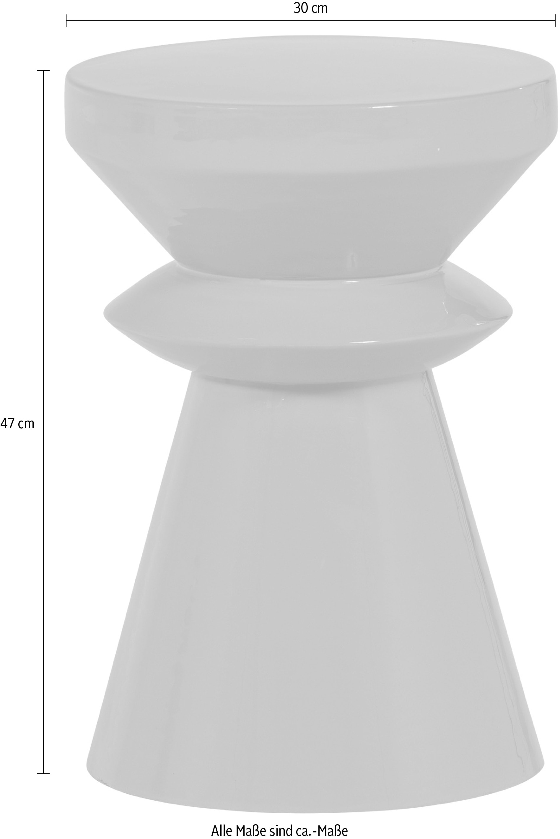 WOOOD Beistelltisch »Fedde mit Hochglanz-Metalloberfläche B 30 x T 30 x H 47 cm« Tragkraft 25 kg, spielerischer Formgebung, pflegeleichte Oberfläche
