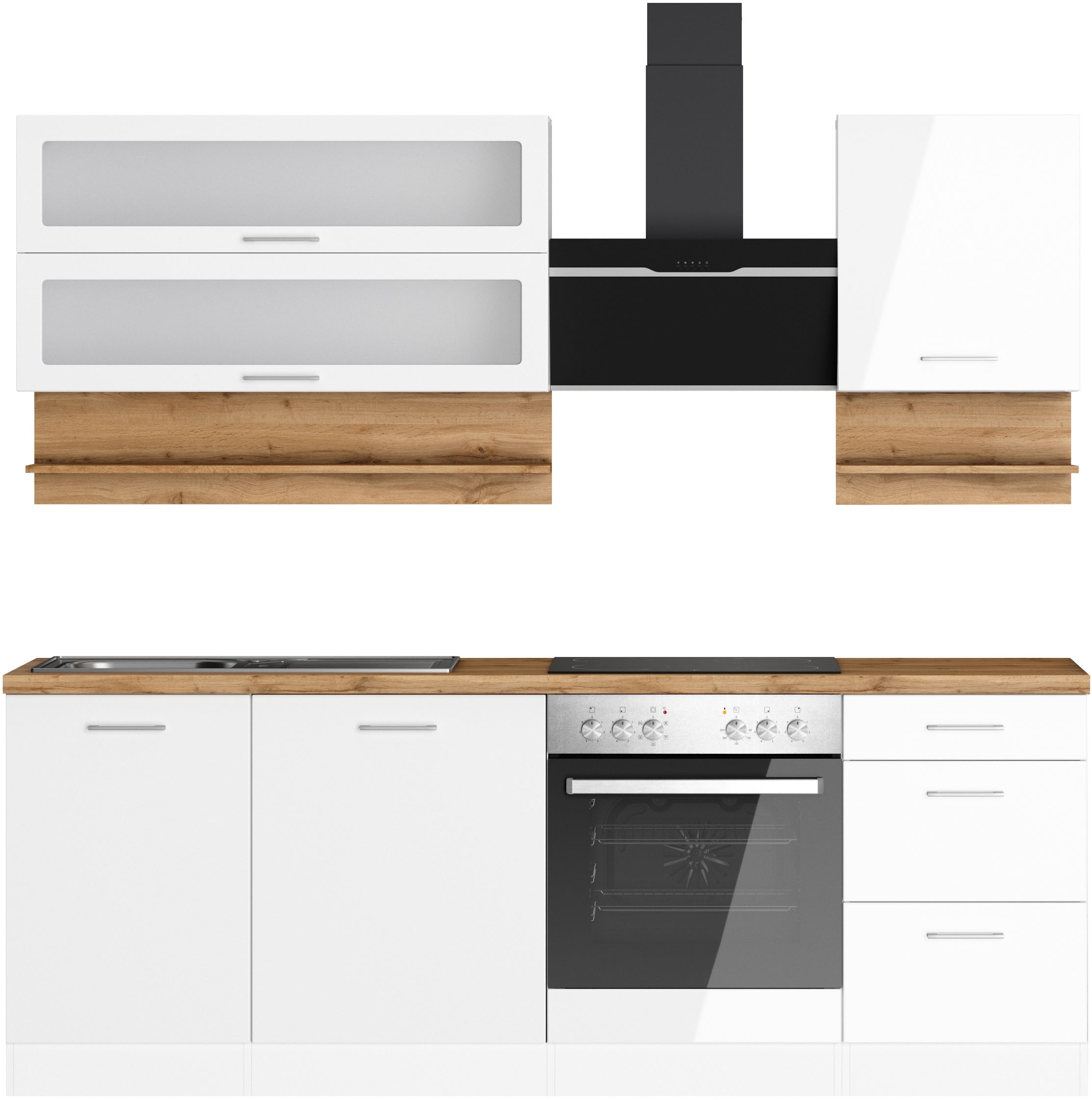 KOCHSTATION Küchenzeile »KS-Milan«, 220 cm breit, robuste Metallauszüge, vi günstig online kaufen
