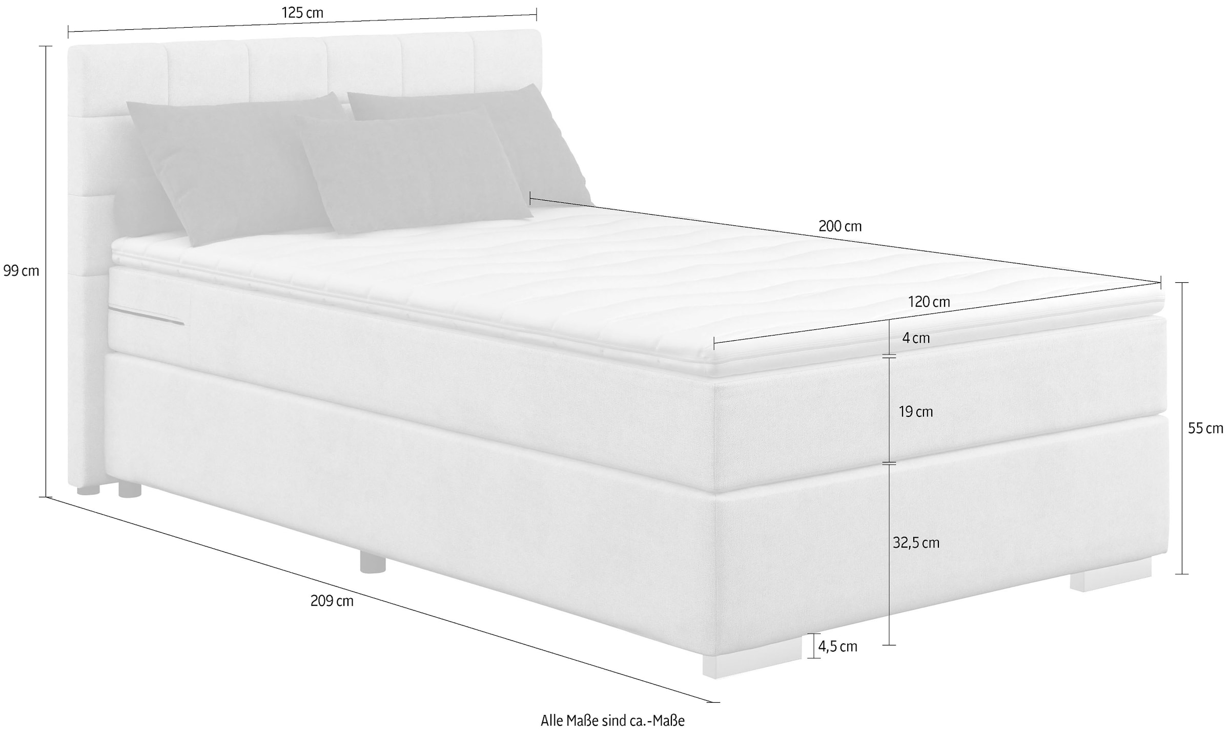 COTTA Boxspringbett »Simba«, Topseller! wahlweise mit oder ohne Matratze und Topper bestellbar