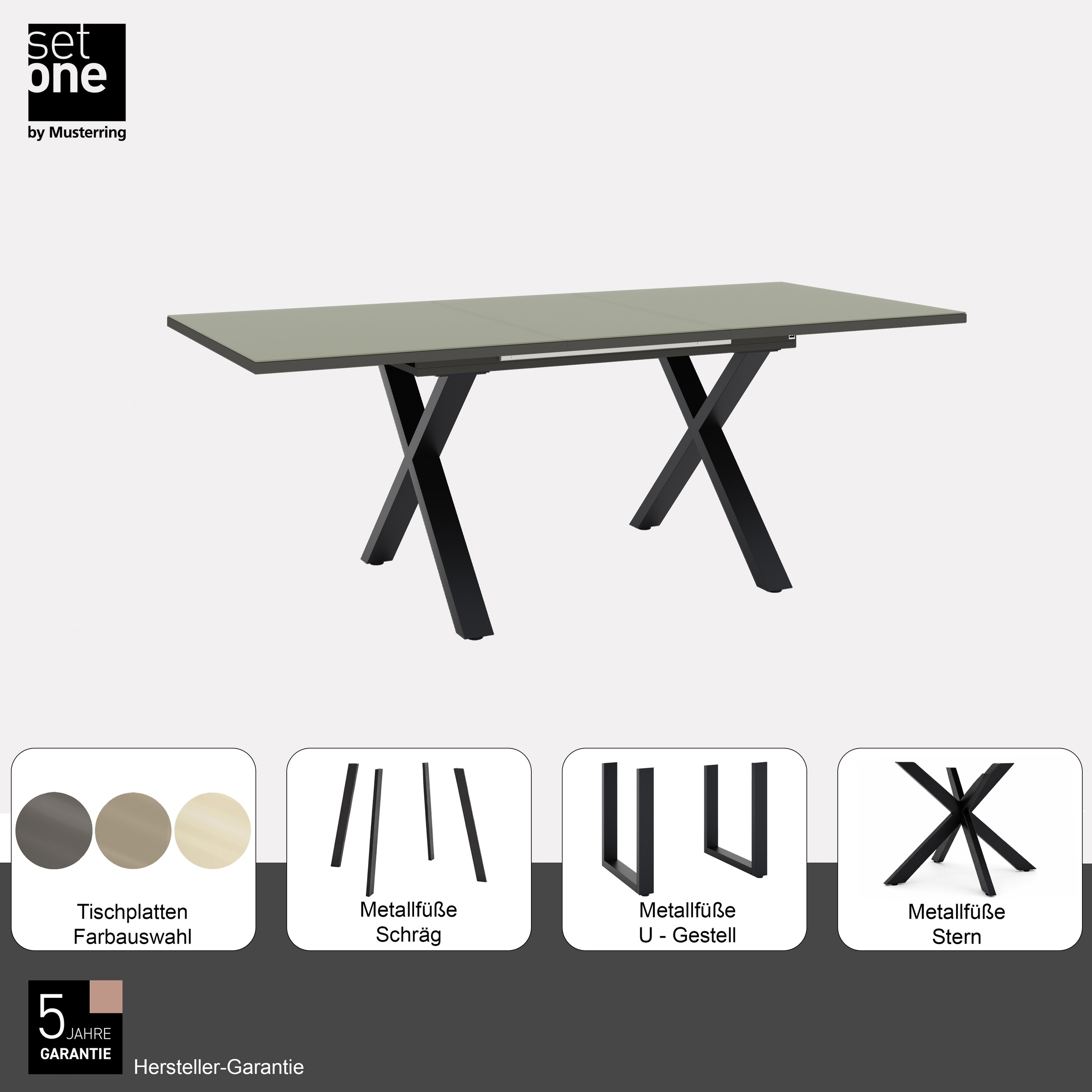 set one by Musterring Esstisch »Reno« 1 Stk. tlg. Mit Vierkantfuß, wählbaren Gestellen und Plattenfarben