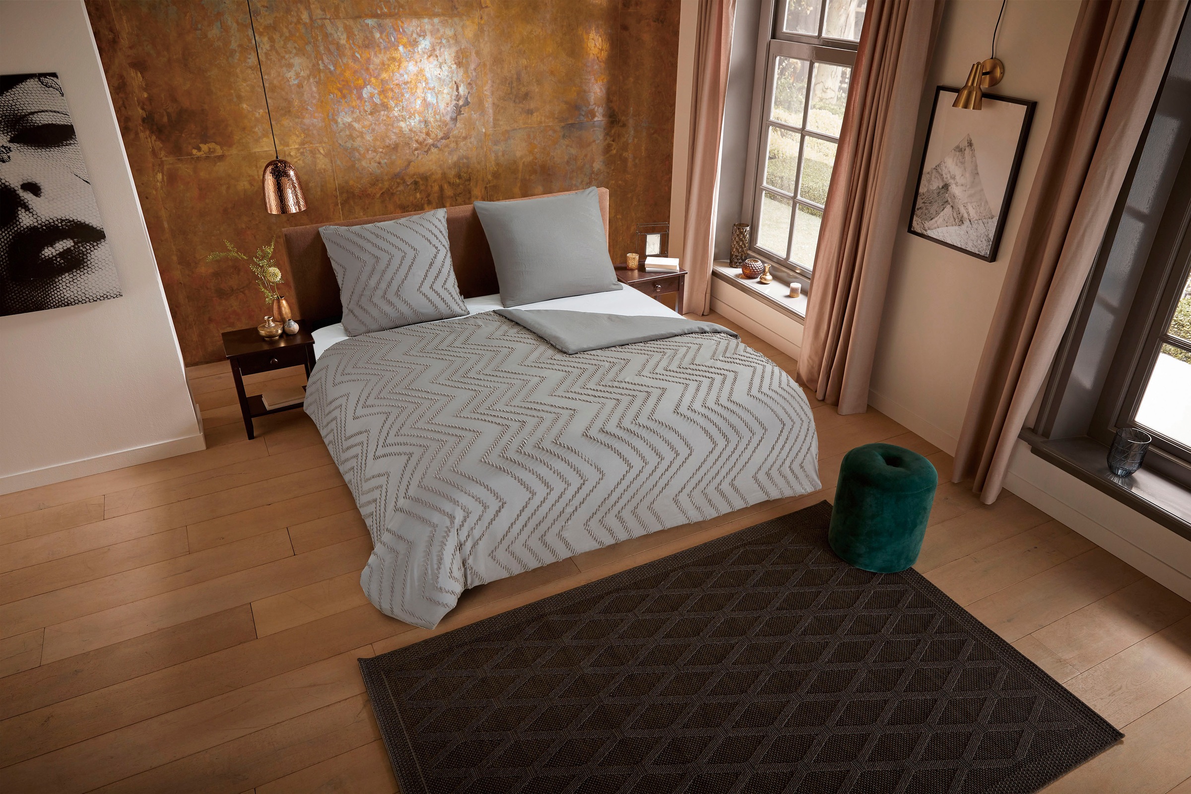 PURE luxury collection Bettwäsche »Zigzag« 2 Stk. tlg. Mikrofaser, 135x200, günstig online kaufen