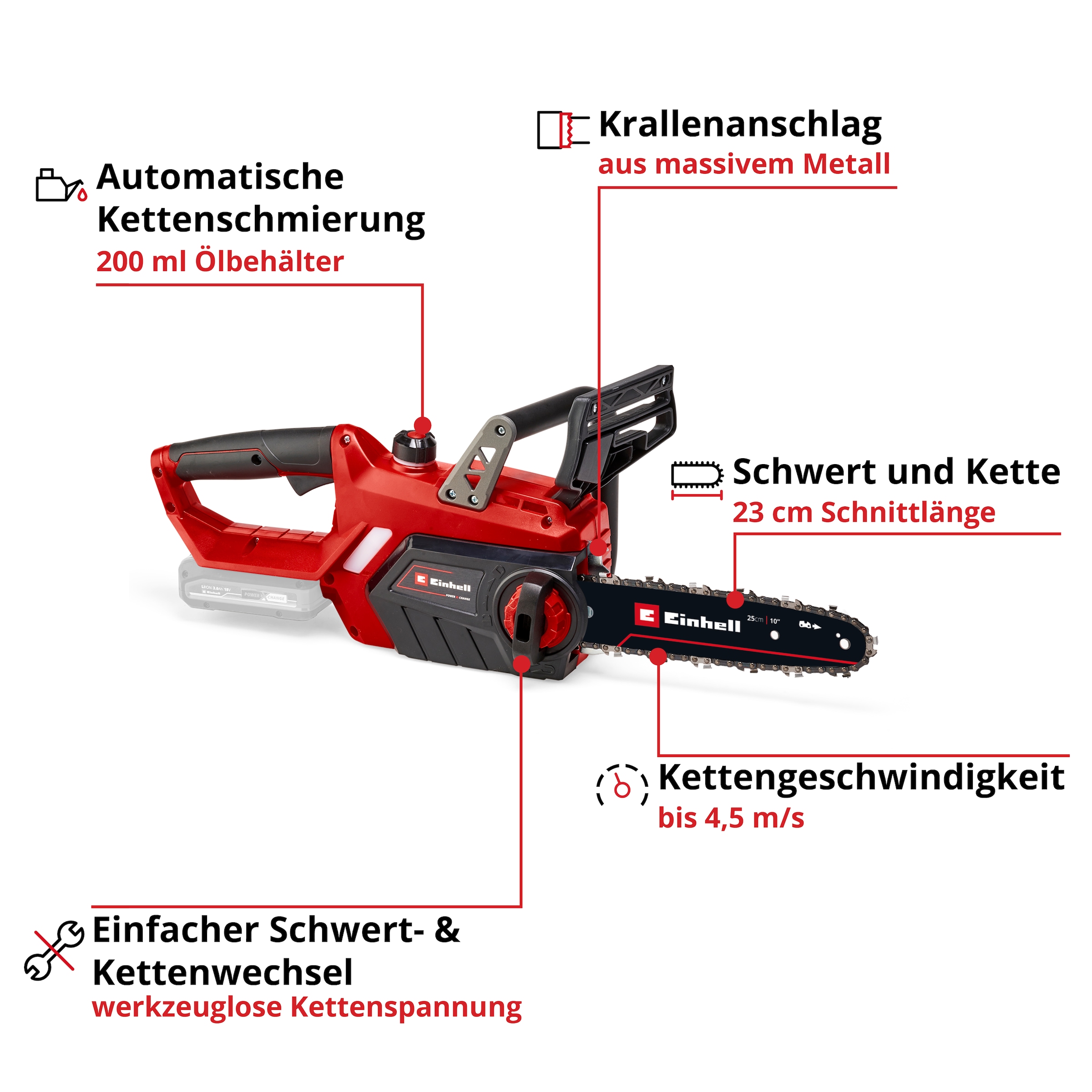 Einhell Akku-Kettensäge »GE-LC 18/25 Li-Solo« ohne Akku und Ladegerät
