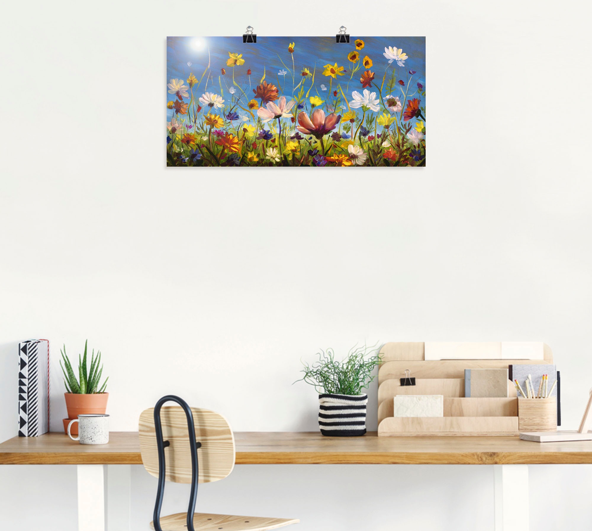 Artland Wandbild »Wildblumenwiese blauer Himmel«, Blumenwiese, (1 St.), als Alubild, Outdoorbild, Leinwandbild, Poster, Wandaufkleber