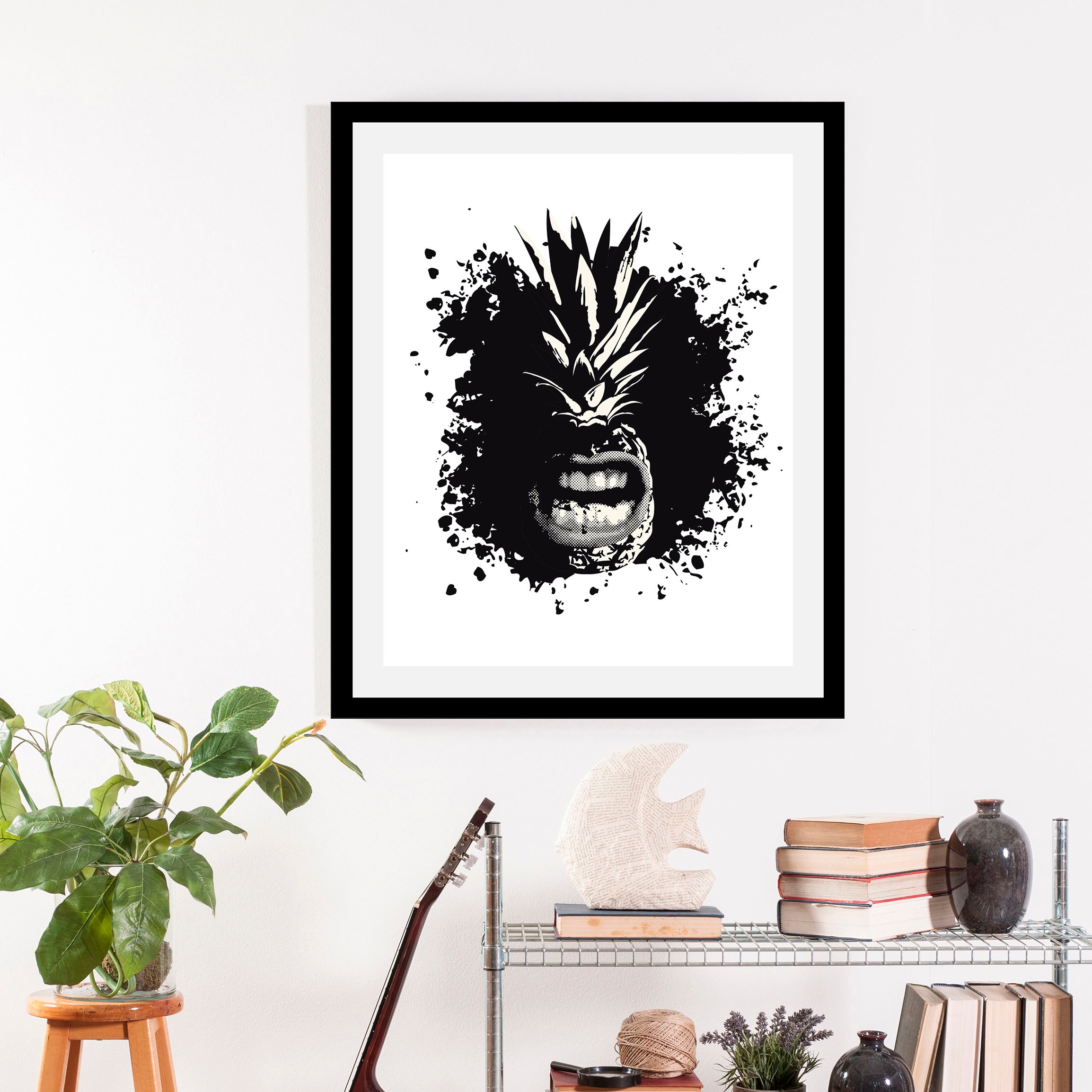 queence Bild »Angry Pineapple«, (1 St.), HD Premium Poster-Druck inkl. Holz günstig online kaufen