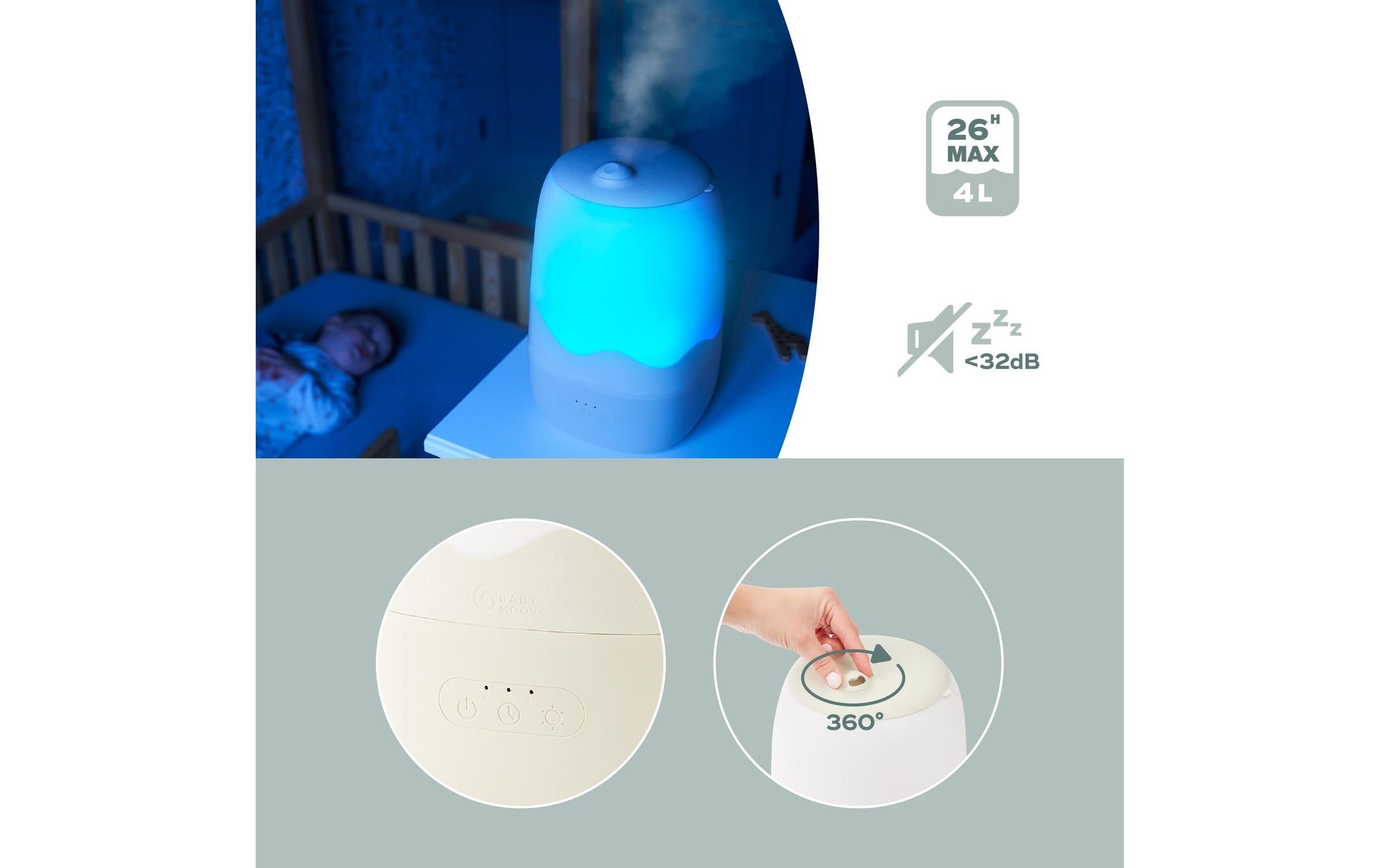 BABYMOOV Luftbefeuchter »Wave« 4 l Wassertank