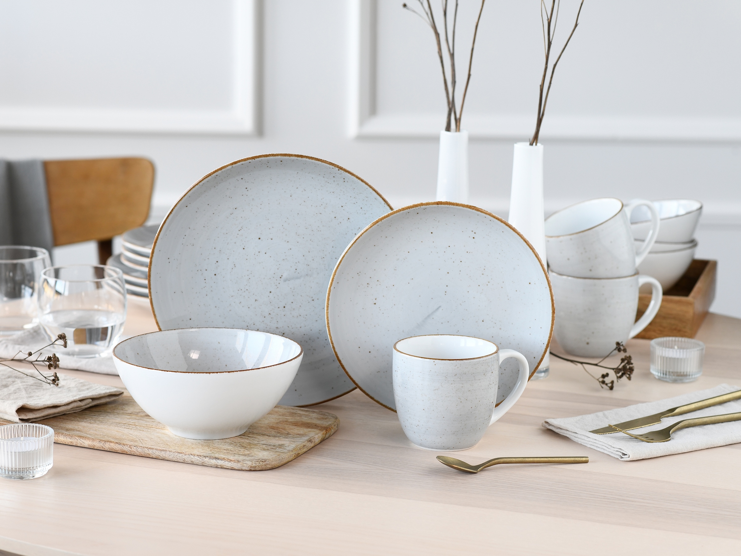 CreaTable Kombiservice »Vintage Nature, Service 16-tlg.« Naturverbundenes Design, Handgemalt