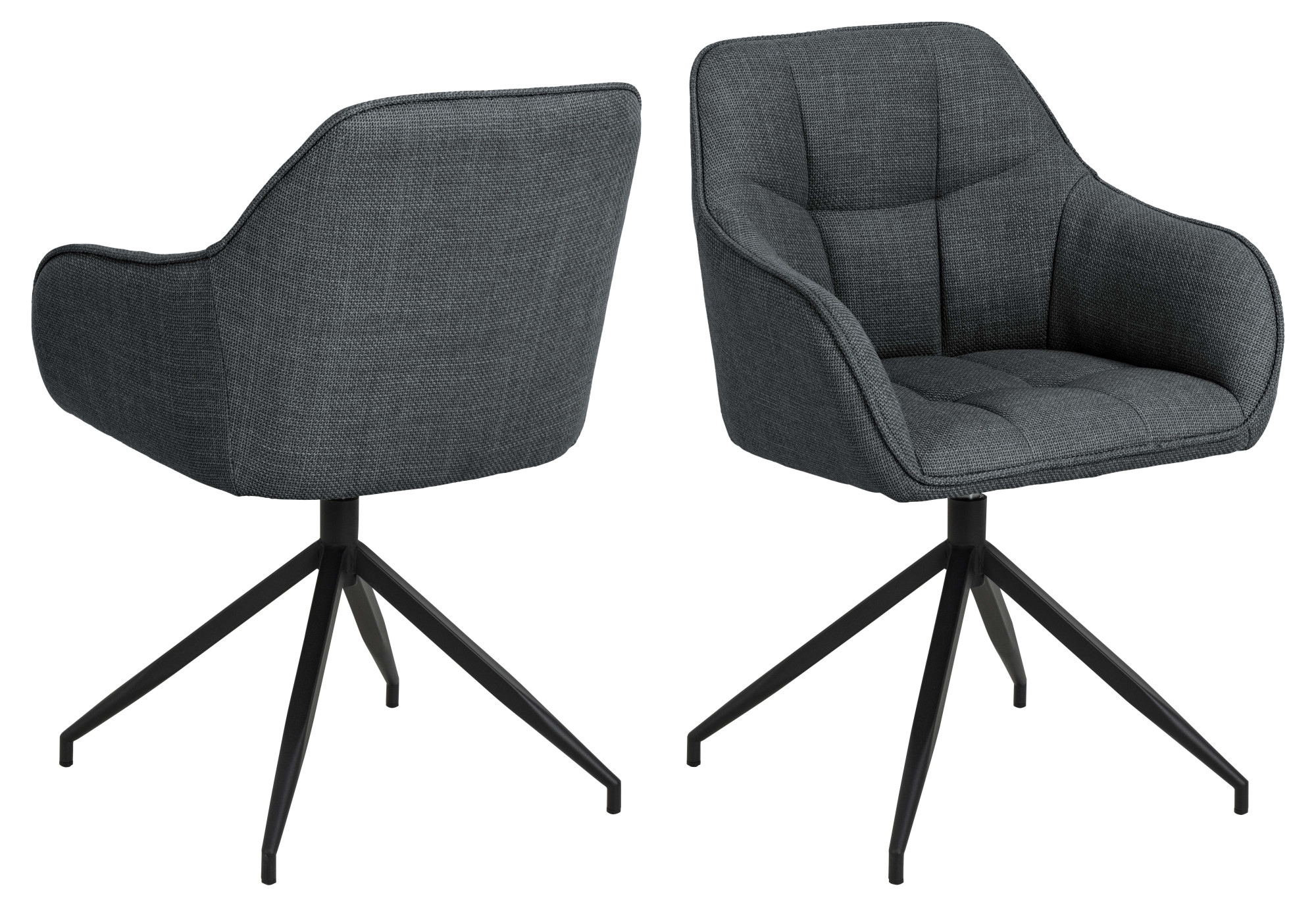 ACTONA GROUP Armlehnstuhl »Brenda Esszimmerstuhl, Polsterstuhl,« () Drehfunktion, Armlehne, Stoff, Quadratnähten, schwarzen Metallbeinen