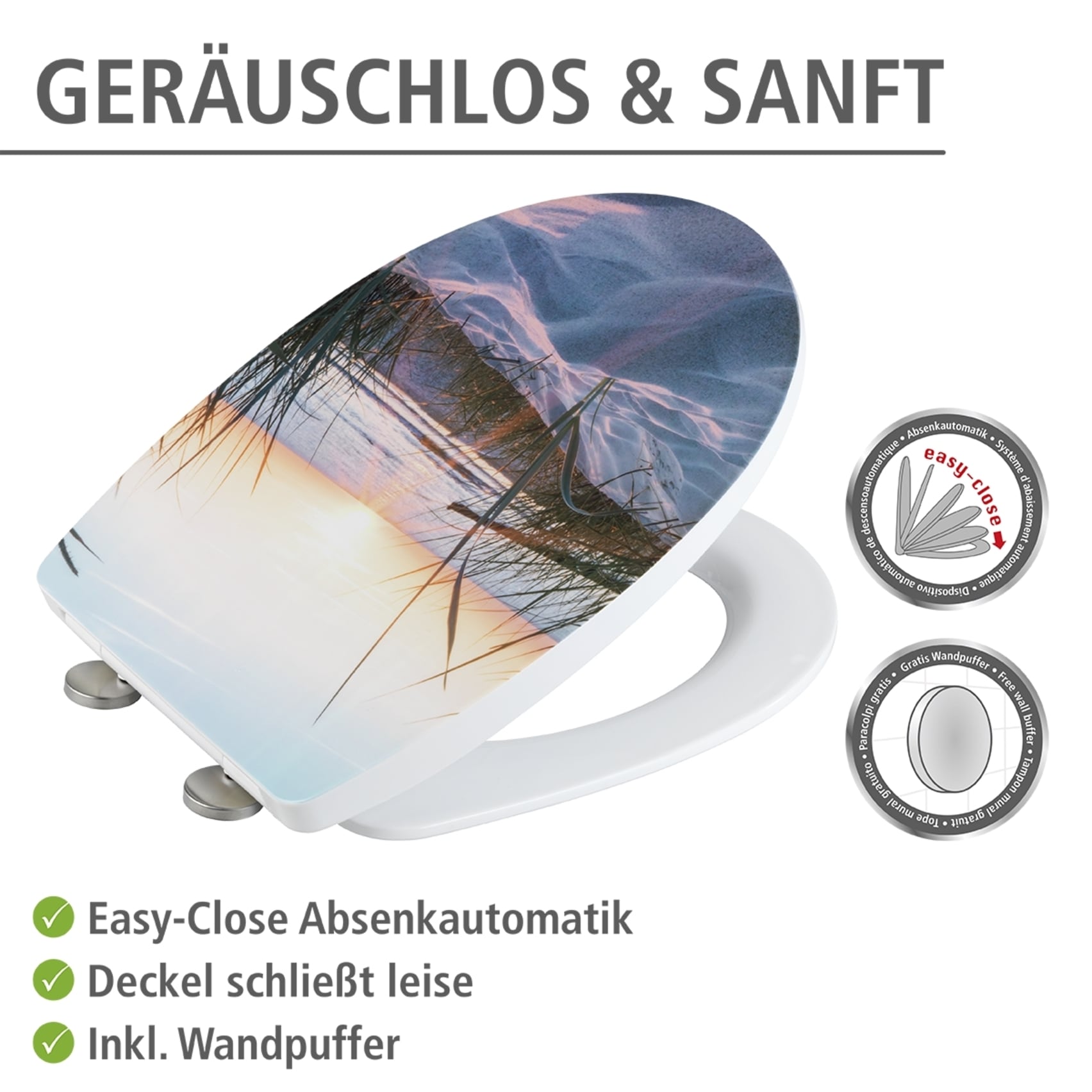 WENKO WC-Sitz »Baltic« glänzender Toilettensitz aus Thermoplast mit Motiv, Absenkautomatik