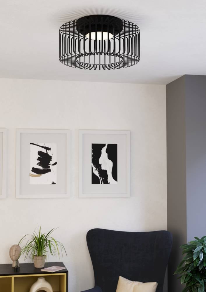 EGLO Deckenleuchte »GINESTRONE-Z Deckenlampe schwarz, ZigBee 3.0, Timer, Disco-Modus«, 1 flammig, Leuchtmittel LED-Modul | LED fest integriert, App / Sprachsteuerung Alexa, ‎22 x 45 x 45 cm, exkl. Fernbedienung