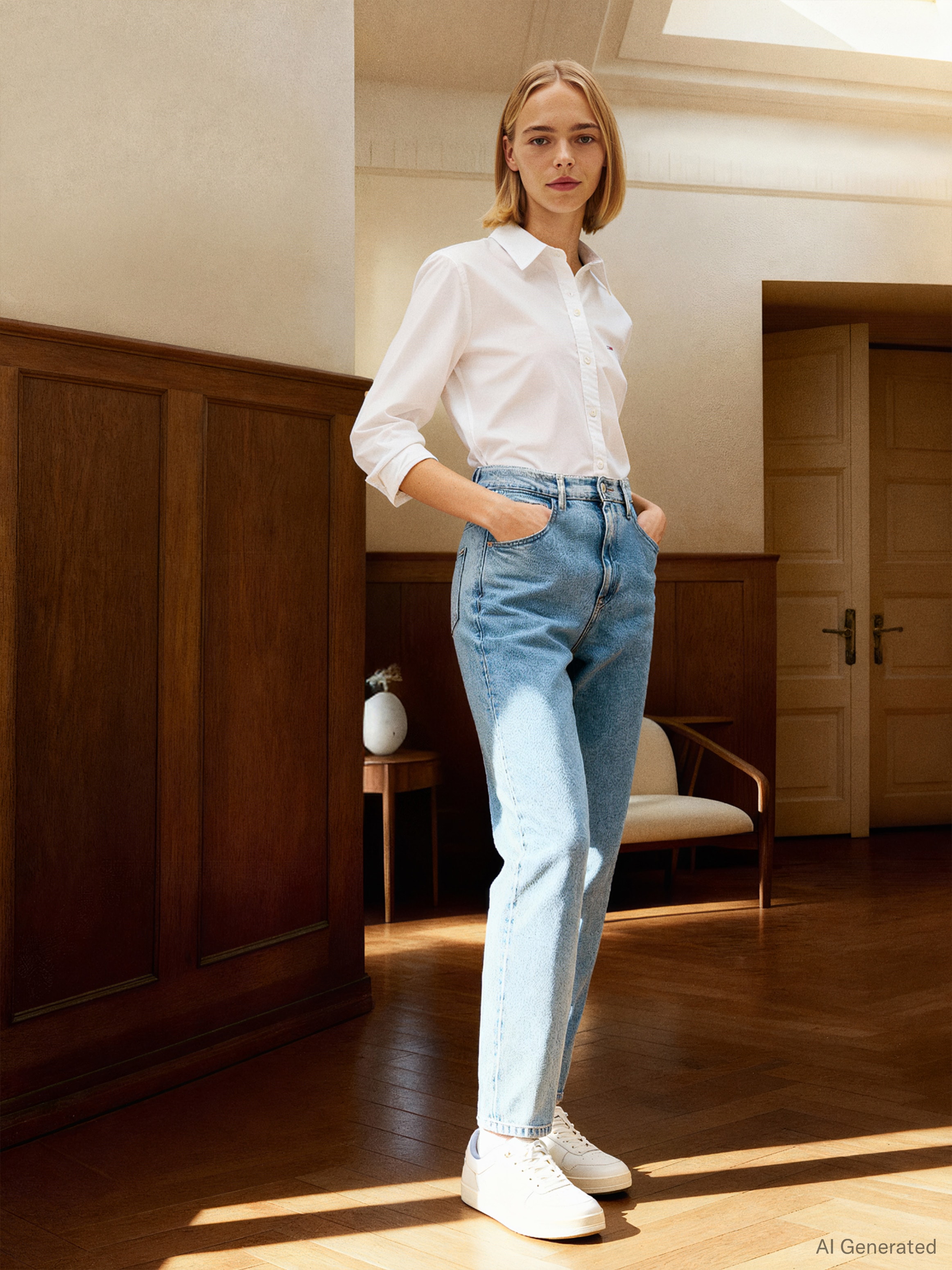 Tommy Jeans Tapered-fit-Jeans »High waist - Mom-Jeans Tapered« Mit Tommy Hilfiger Logo-Flag auf der Gesäßtasche