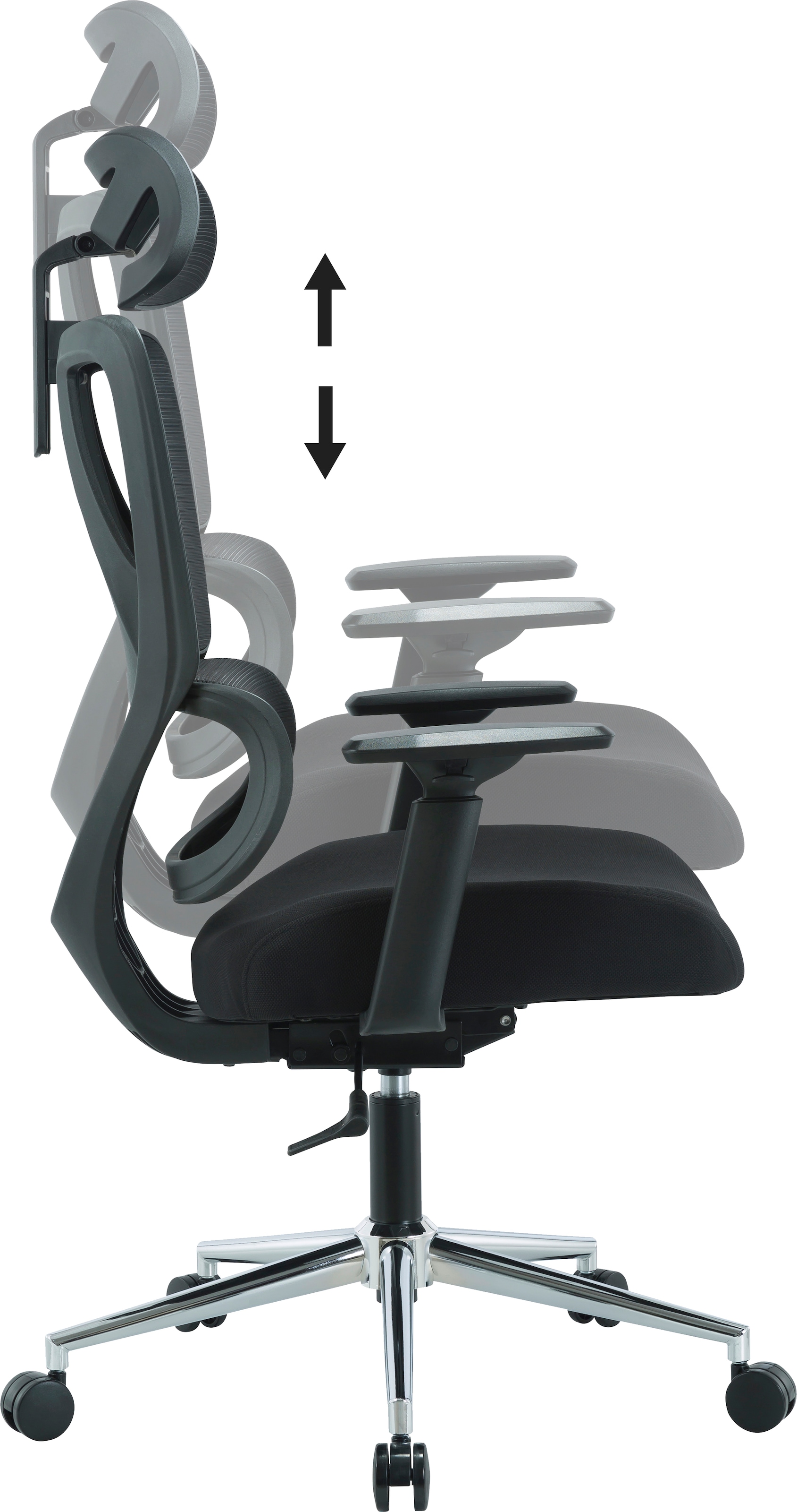 Places of Style Bürostuhl »Andora, moderner ergonomischer Schreibtischstuhl«, Netzstoff, verstellbare Armlehne & Kopfstütze, Lendenwirbelstütze