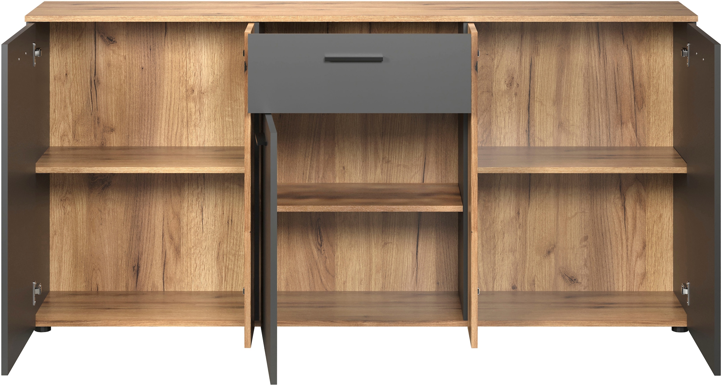 Home affaire Kommode »Estepona« Sideboard mit anpassbaren Türen mit Rillen-Optik