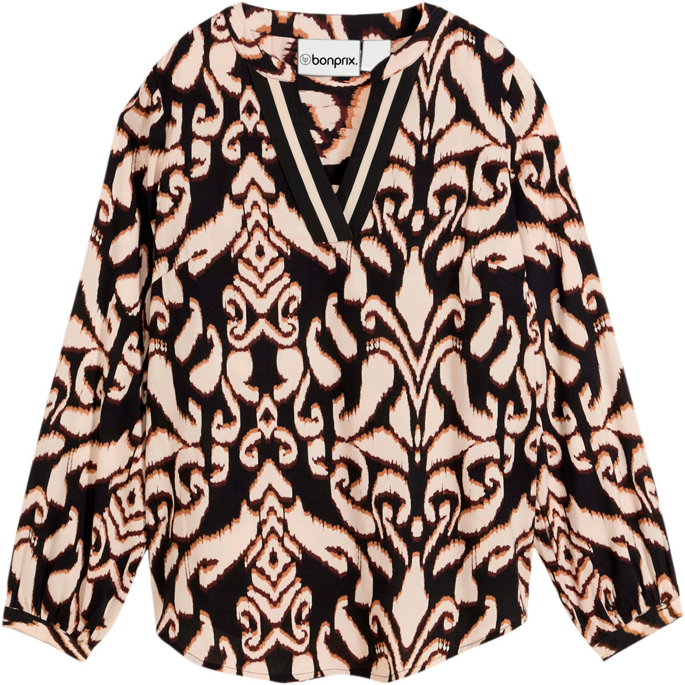 bonprix Tunika »Tunikabluse aus fließender Viskose« mit V-Ausschnitt, lockere Passform, aus Viskose, eleganter Stil