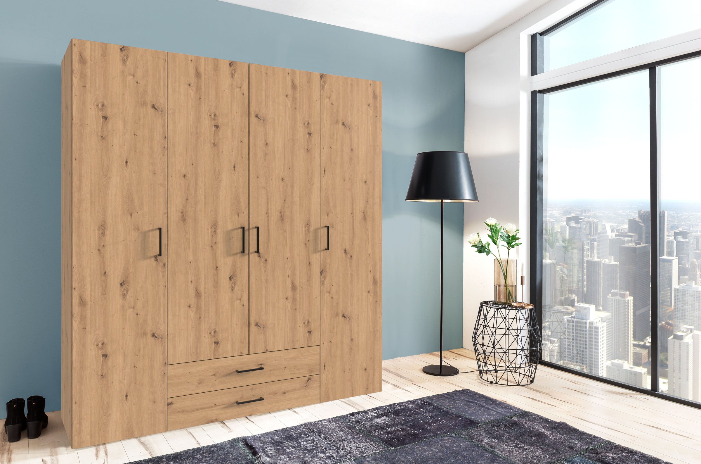 Wimex Drehtürenschrank »Mugano« mit langen oder kurzen Griffen aus Metall, günstig online kaufen