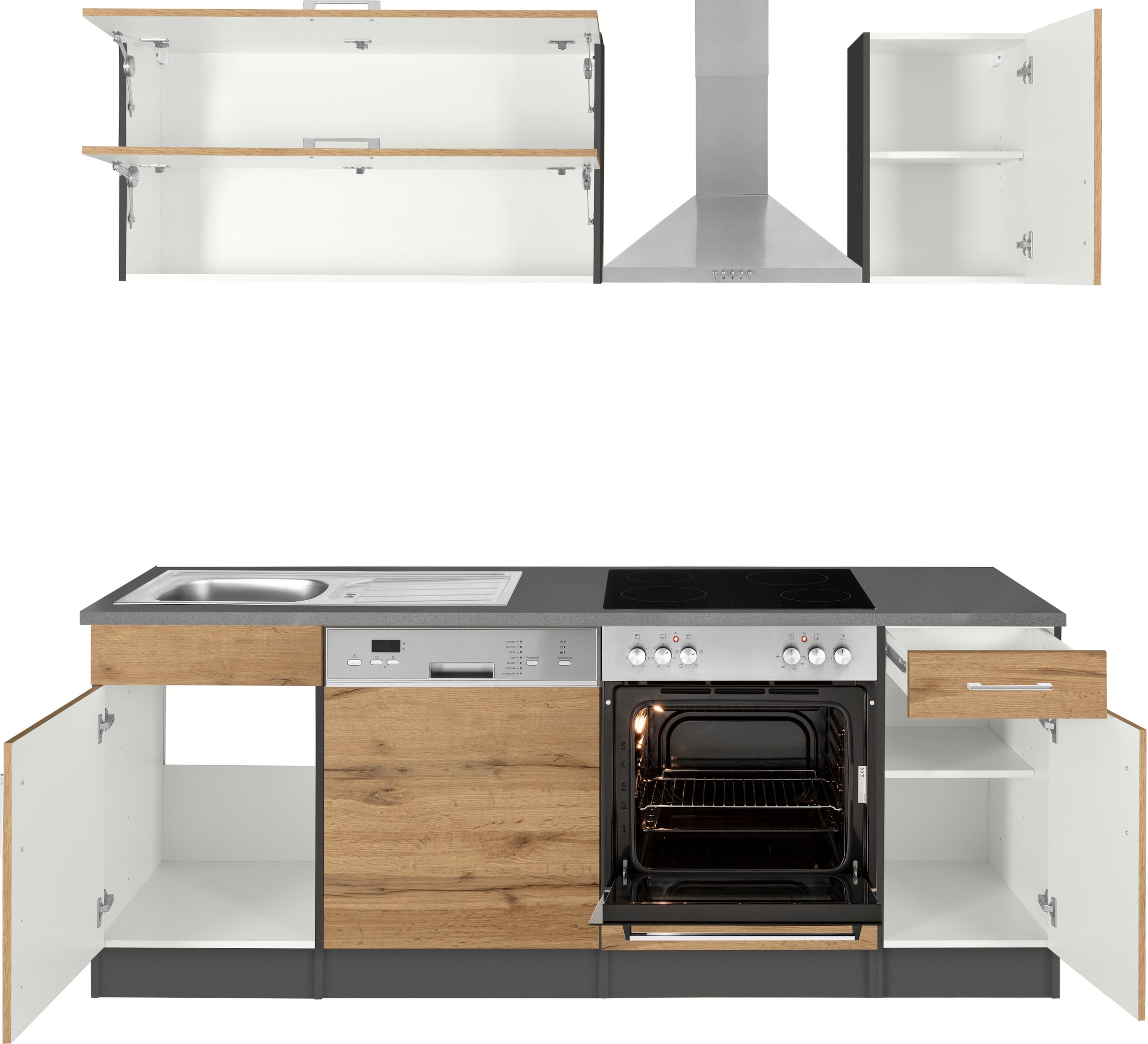 KOCHSTATION Küchenzeile »KS-Colmar«, mit E-Geräten, Breite 210 cm