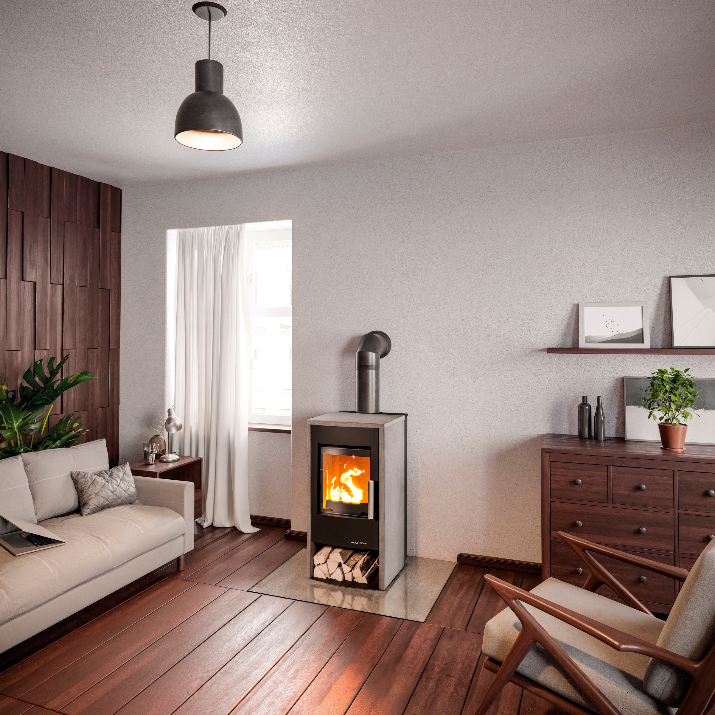 Haas + Sohn Kaminofen »RUBUS ST easy, tief-schwarz, Serpentino«