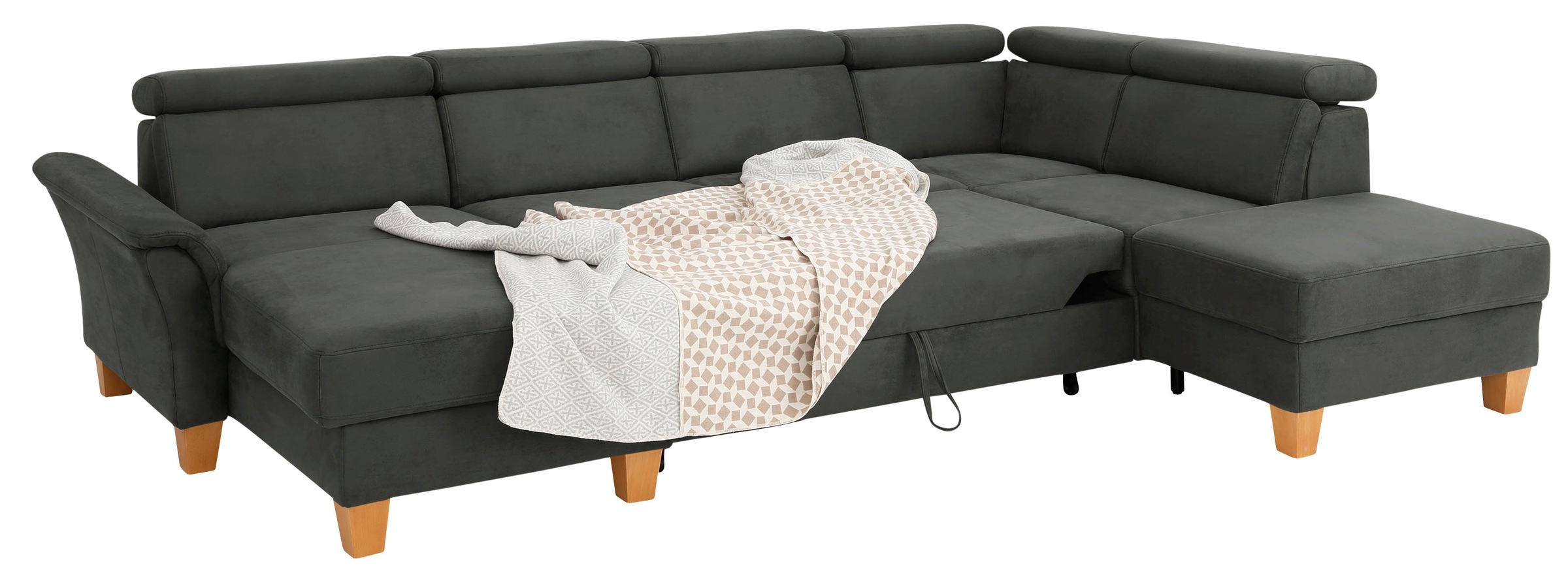 Home affaire Wohnlandschaft »Conville U-Form«, Kopfteilverstellung wahlweise mit Bettfunktion und Bettkasten