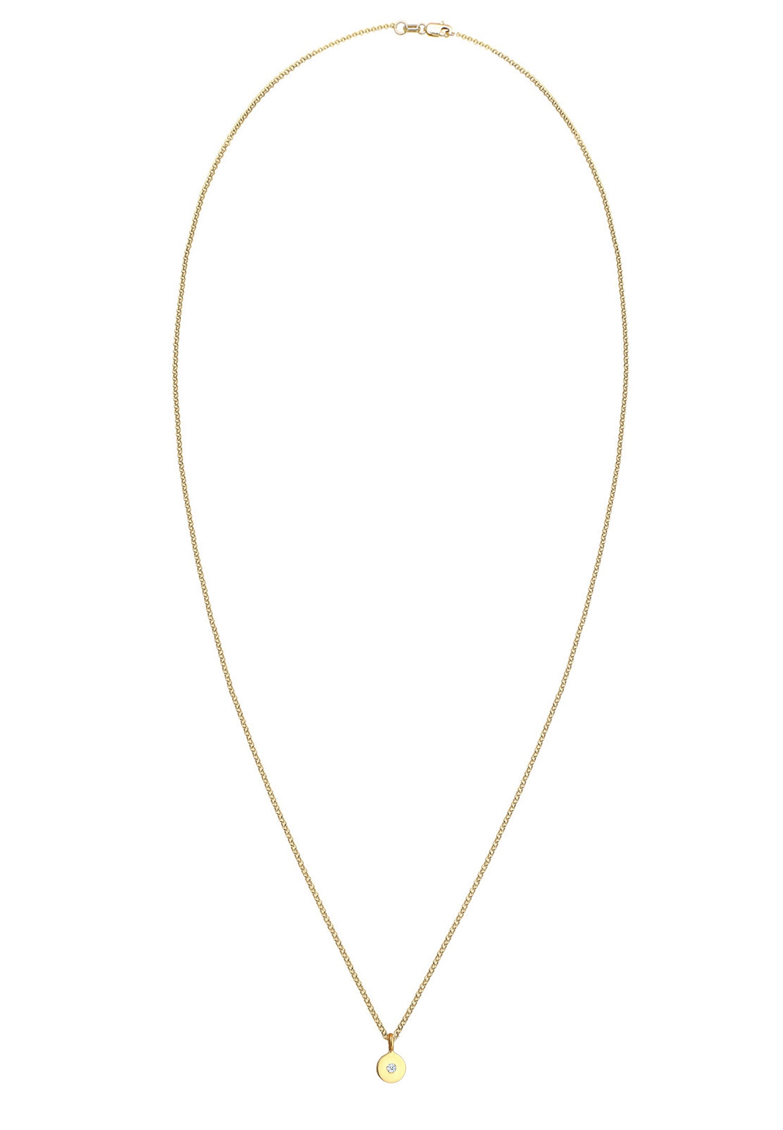 Elli DIAMONDS Collierkettchen »Plättchen Rund Diamant (0.015 ct.) 375er Gelbgold«
