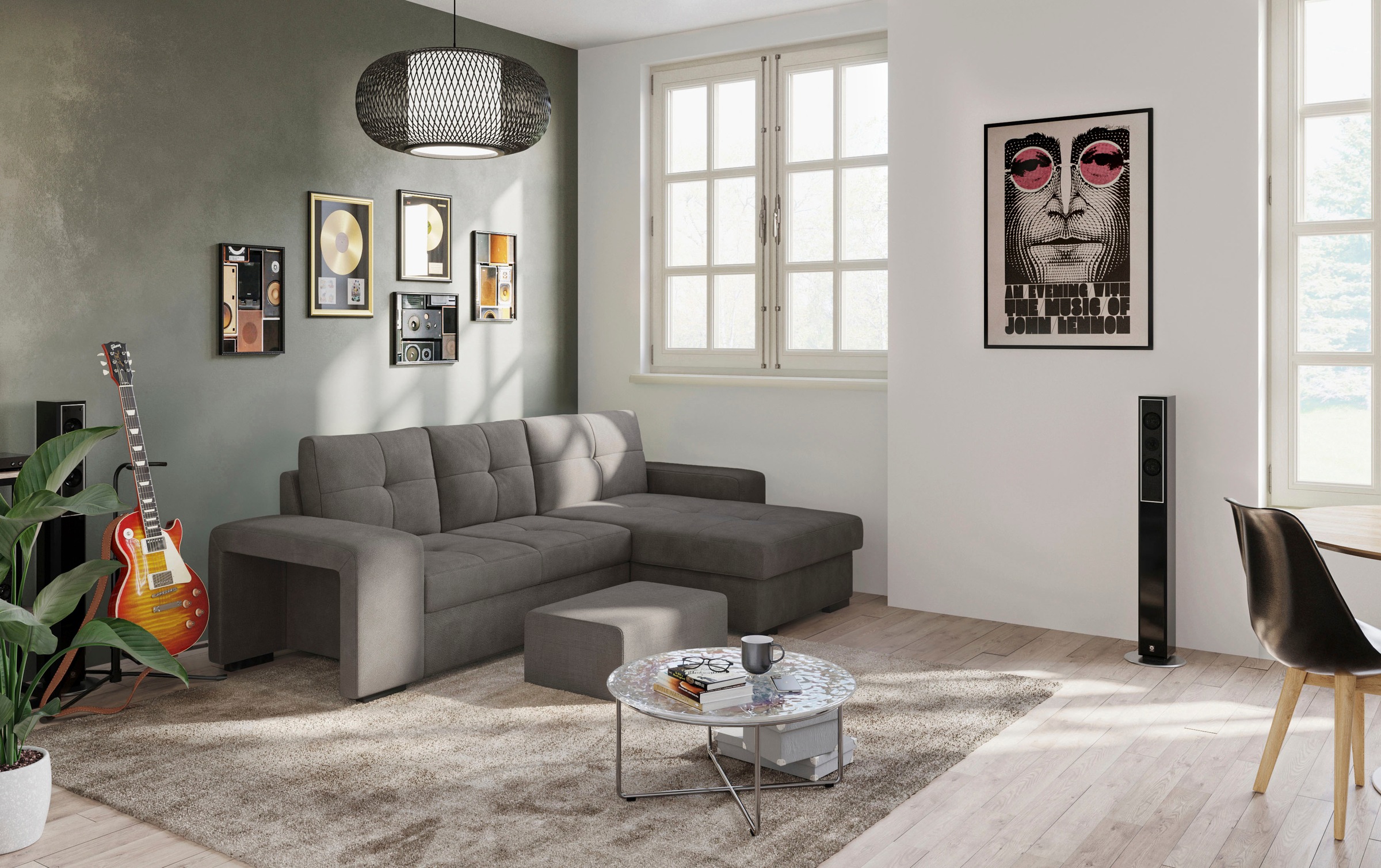 COTTA Ecksofa »Mattina L-Form«, inkl. Hocker, wahlweise mit Bettfunktion und Bettkasten