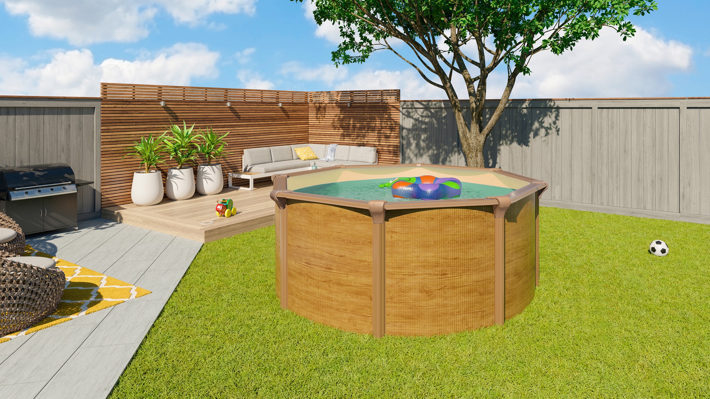 KWAD Rundpool »Green line Evolution«, (Komplett-Set, 10 tlg.), 3,6x1,32 wood Folie in blau, sand oder grau erhältlich
