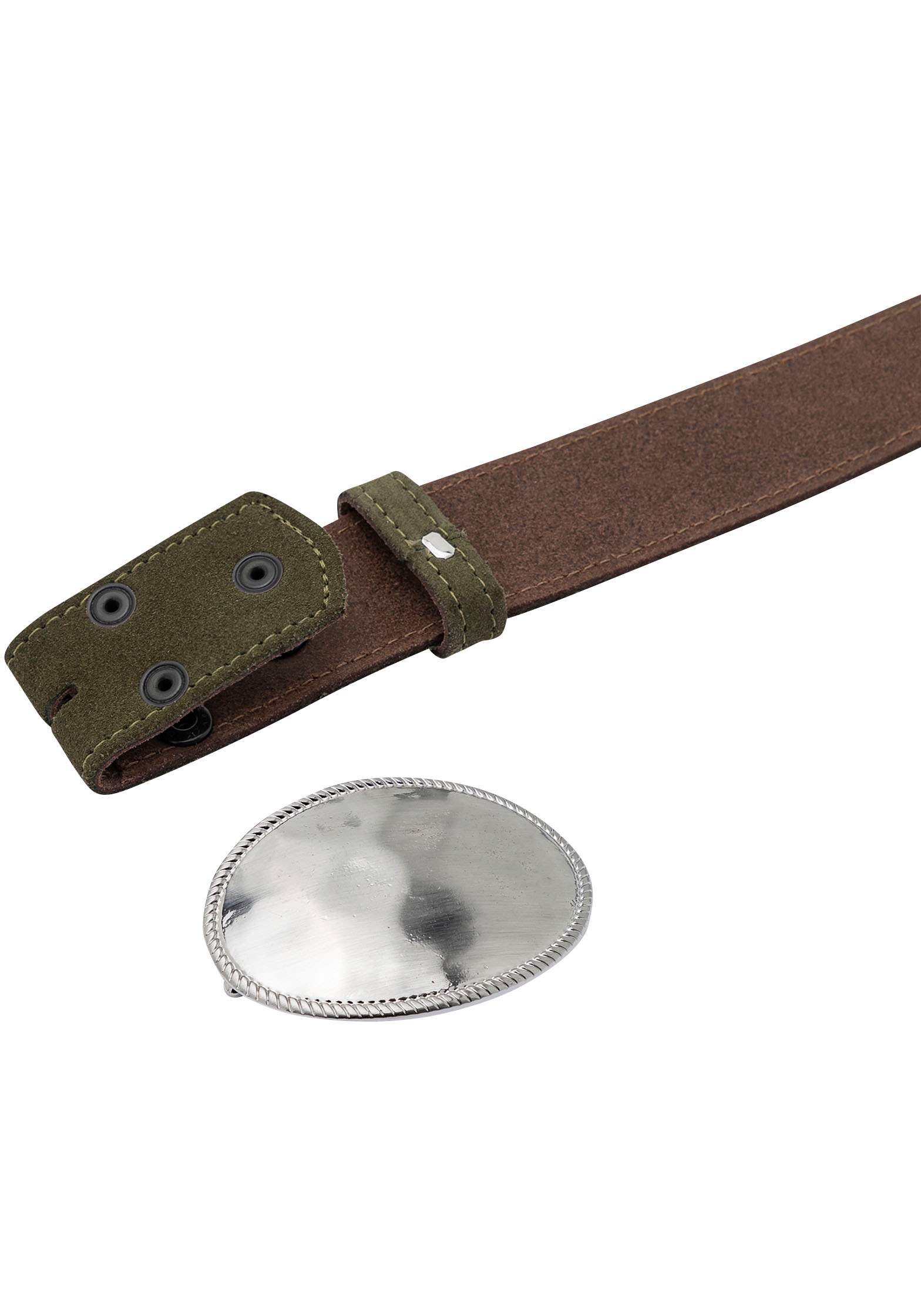 Rettungsring Gürtel Ledergürtel mit austauschbarer Schließe »Oval Matt Gehämmert Satiniert«