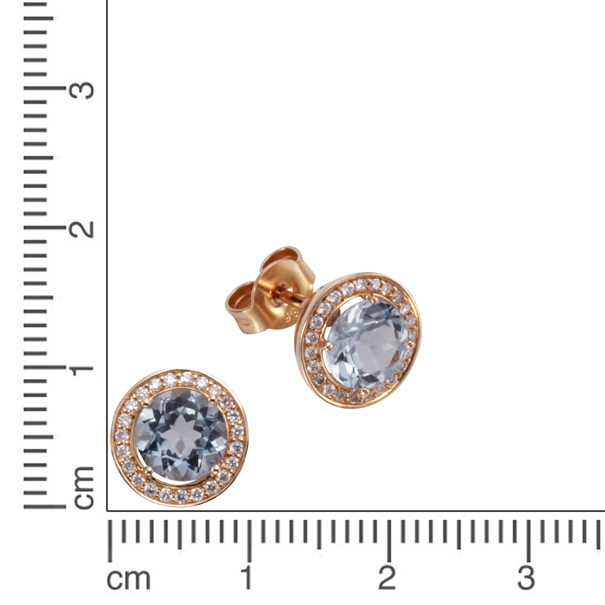 Orolino Paar Ohrstecker »Gold 585 rosé mit 46x Brillant zus. 0,14ct. und Blautopas (beh.)«