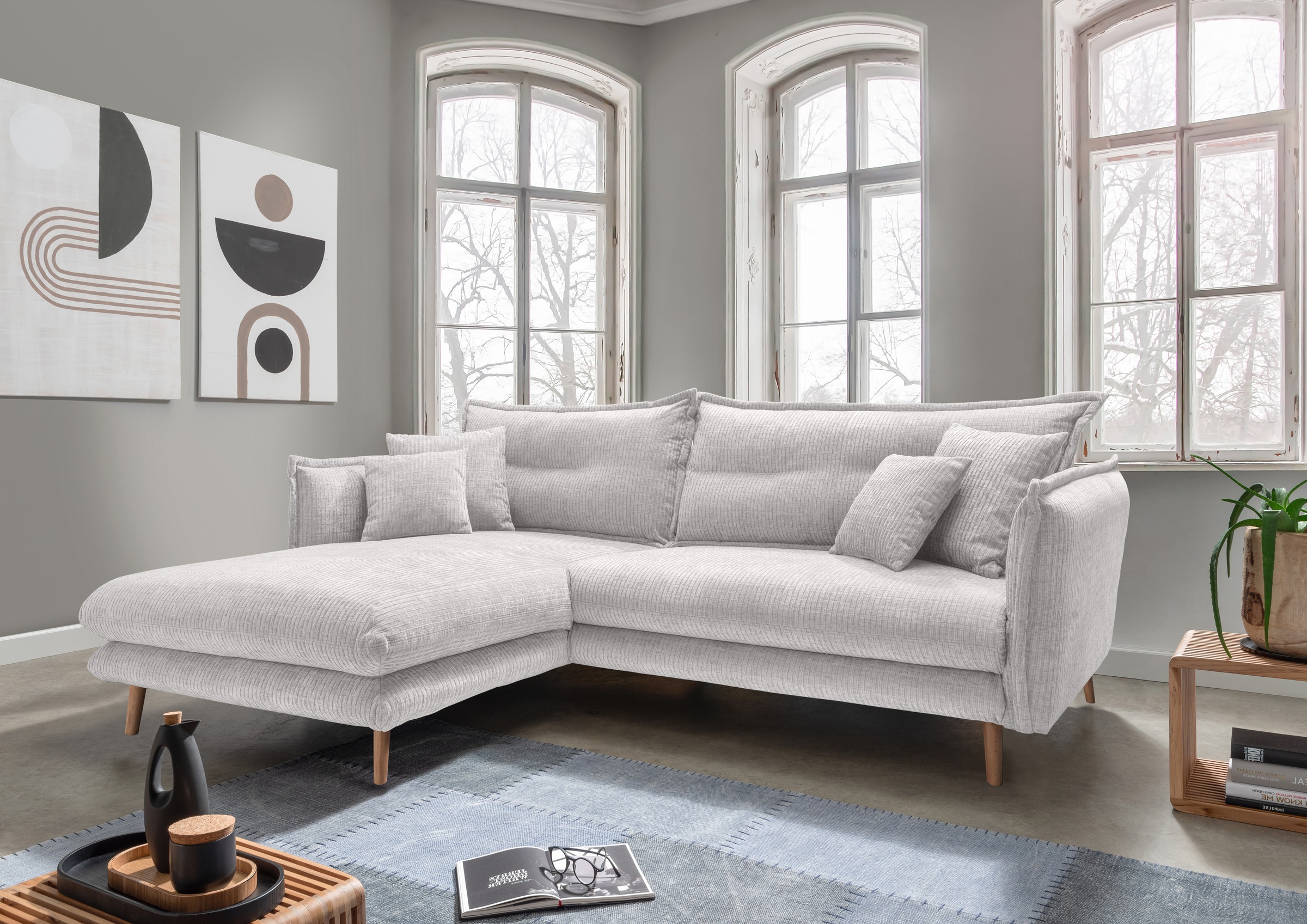 INOSIGN Ecksofa »Lazio modern und bequem, schmale Armlehnen, tolle Detailve günstig online kaufen