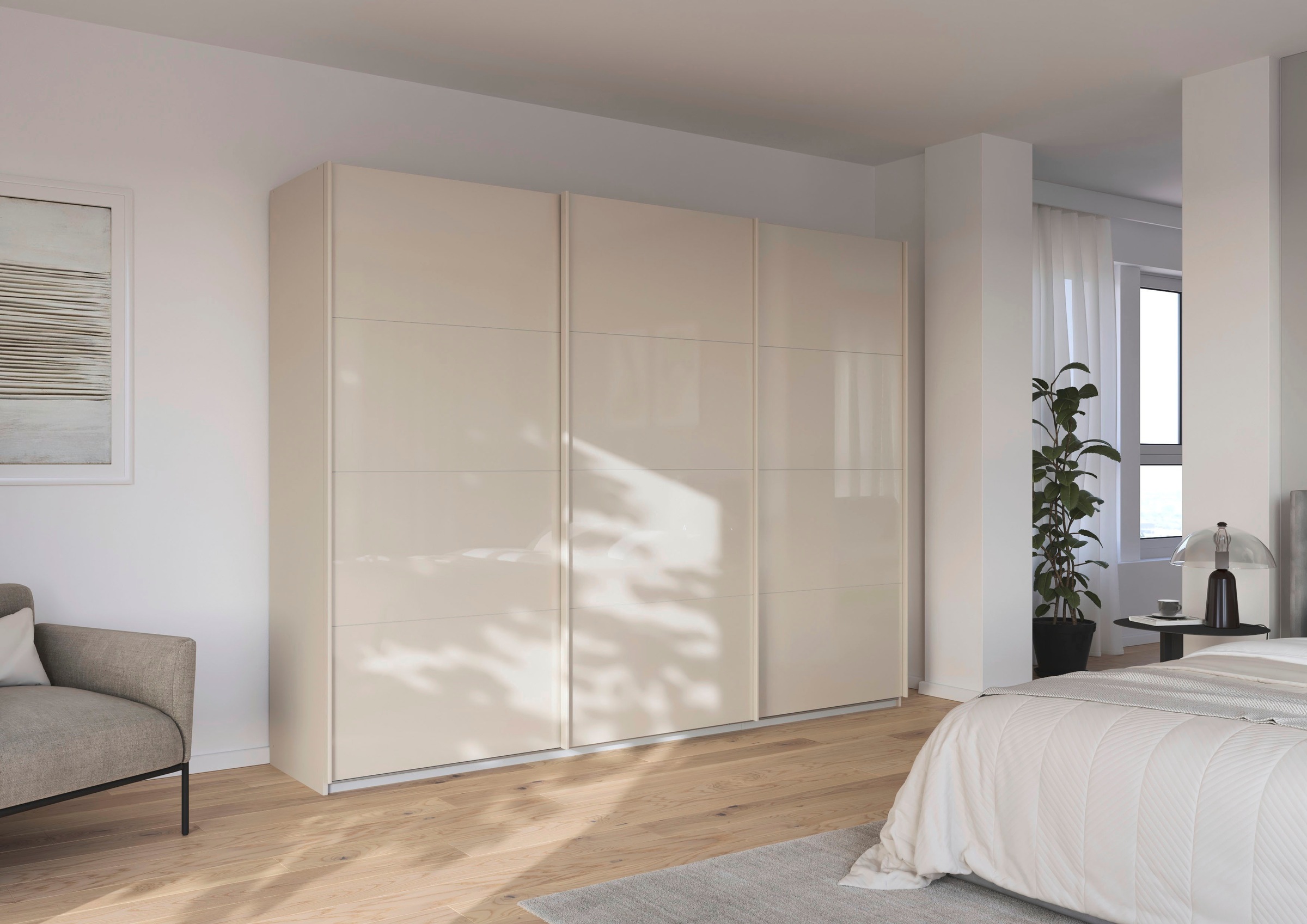 rauch Schwebetürenschrank »Kleiderschrank Schrank Garderobe AGORDO mit Glasfront«, durchdachte Innenausstattung, in 4 Breiten und 2 Höhen MADE IN GERMANY