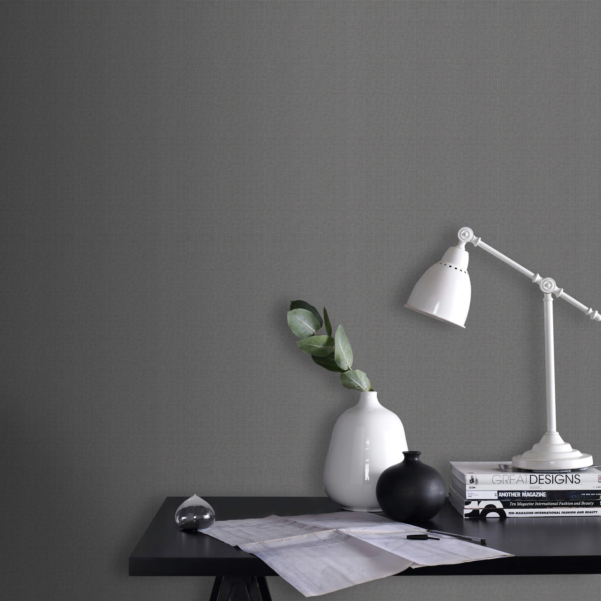 WOW Vliestapete »Baumwolle Uni« uni geprägt Grau - 10m x 52cm