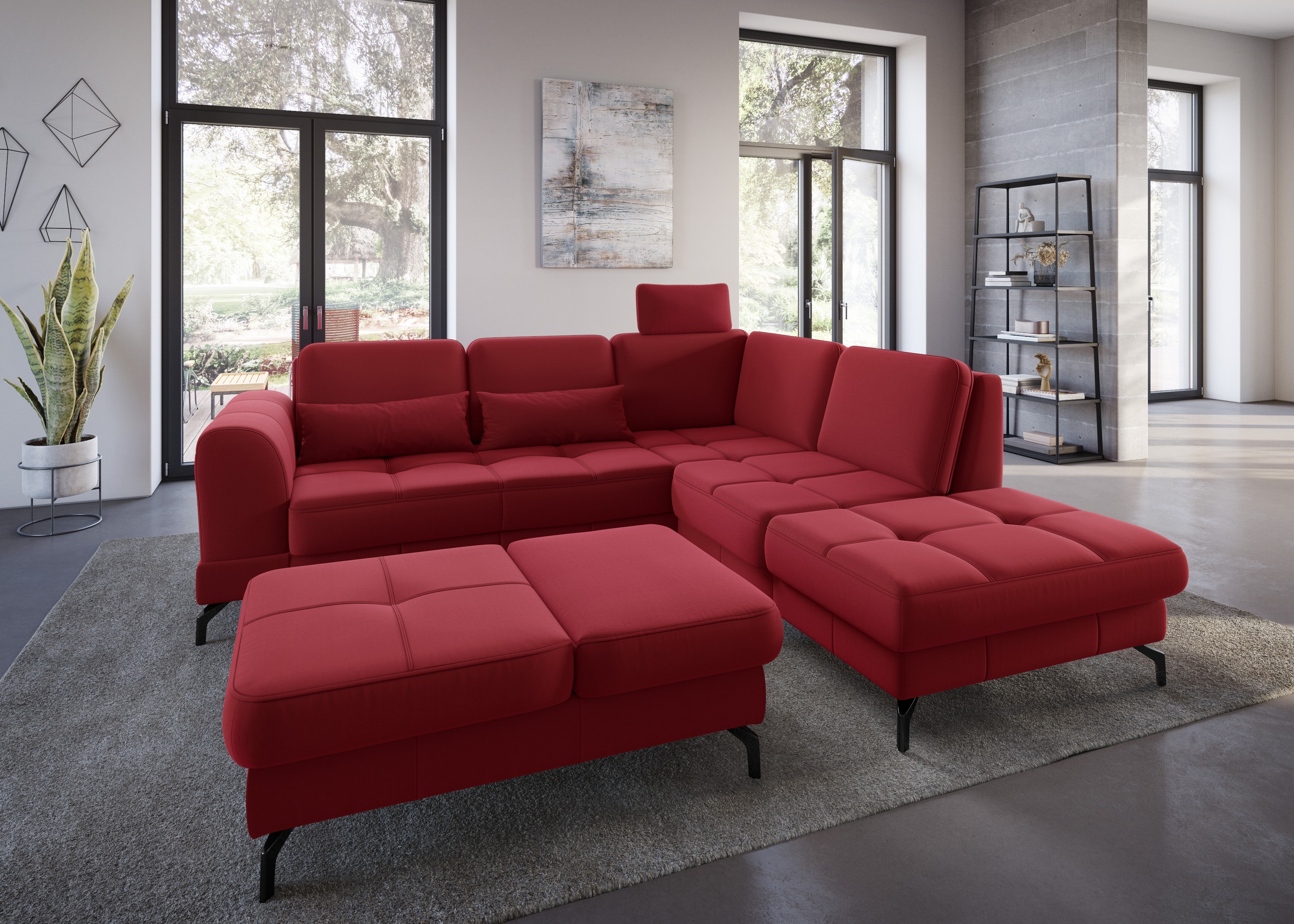 sit&more Ecksofa »Bendigo L-Form«, inklusive Sitztiefenverstellung, Bodenfreiheit 12 cm, in 2 Fußfarben