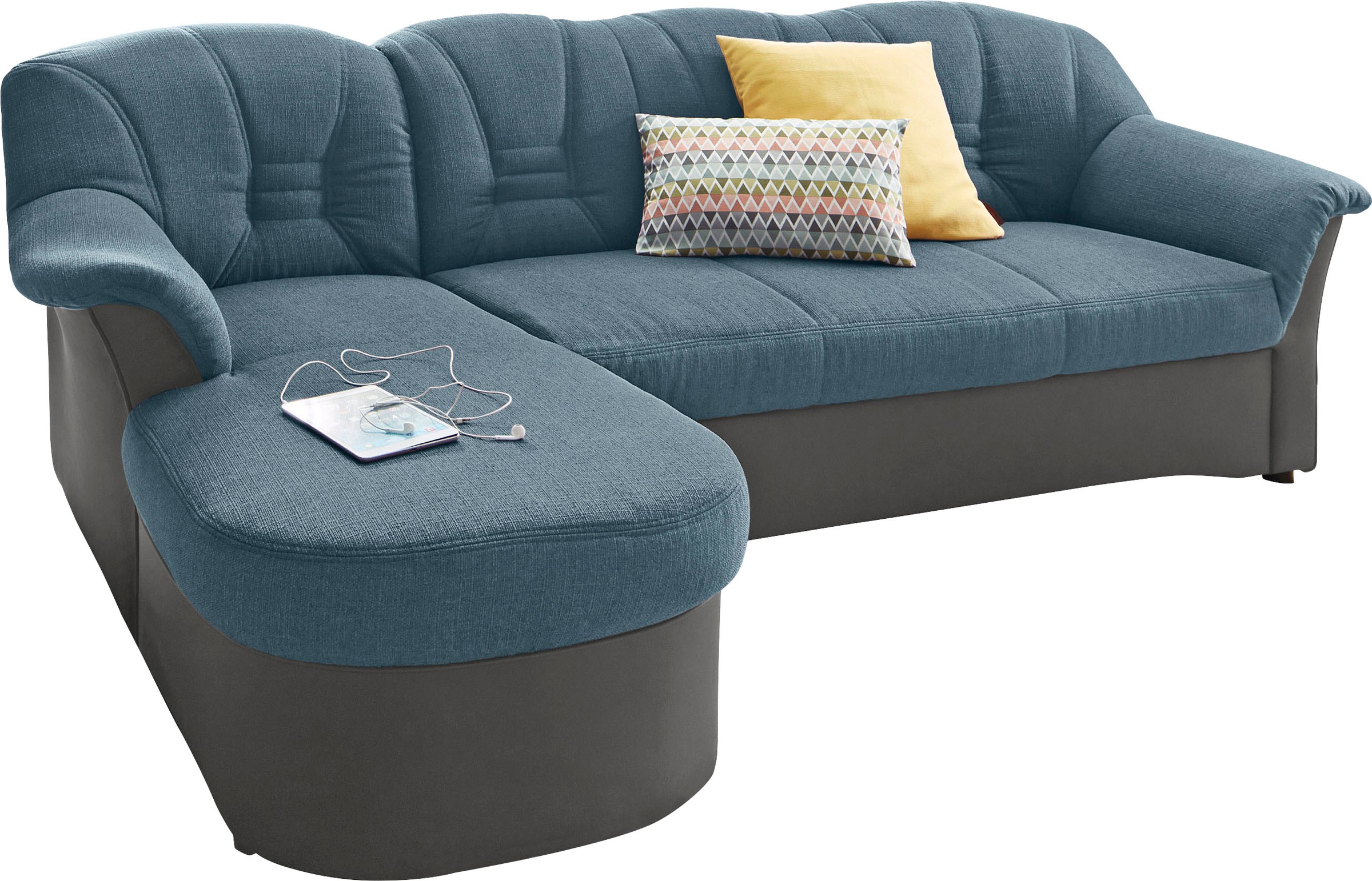 DOMO collection Ecksofa »Elva, zeitlose Formensprache, elegante Rückensteppung, L-Form«, wahlweise mit Bettfunktion und Federkern