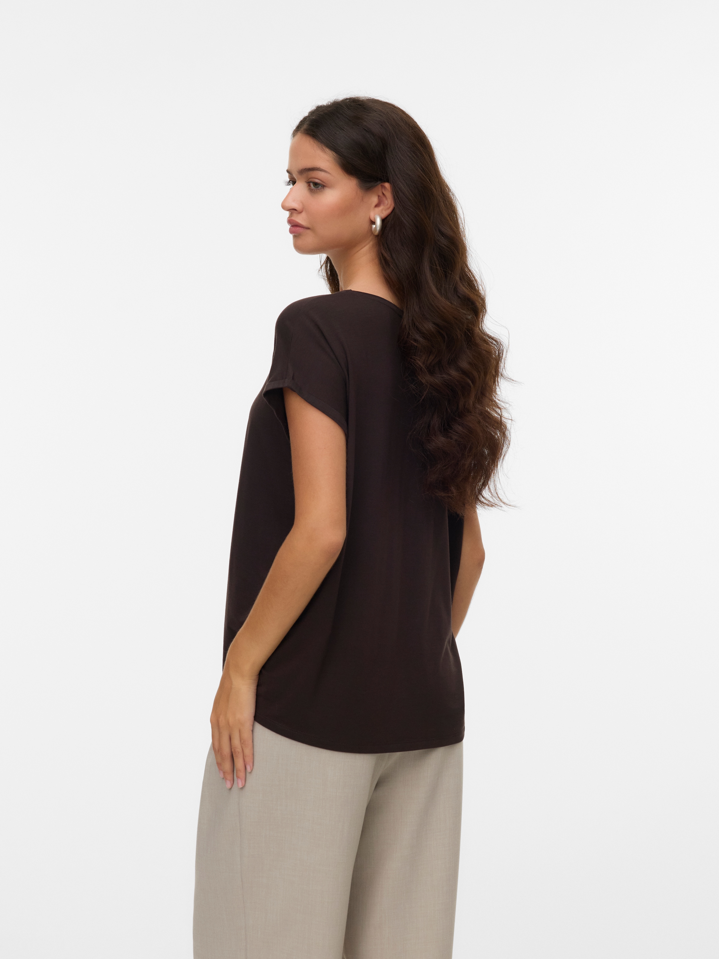 Vero Moda Rundhalsshirt »VMAVA PLAIN SS TOP GAJRS NOOS«